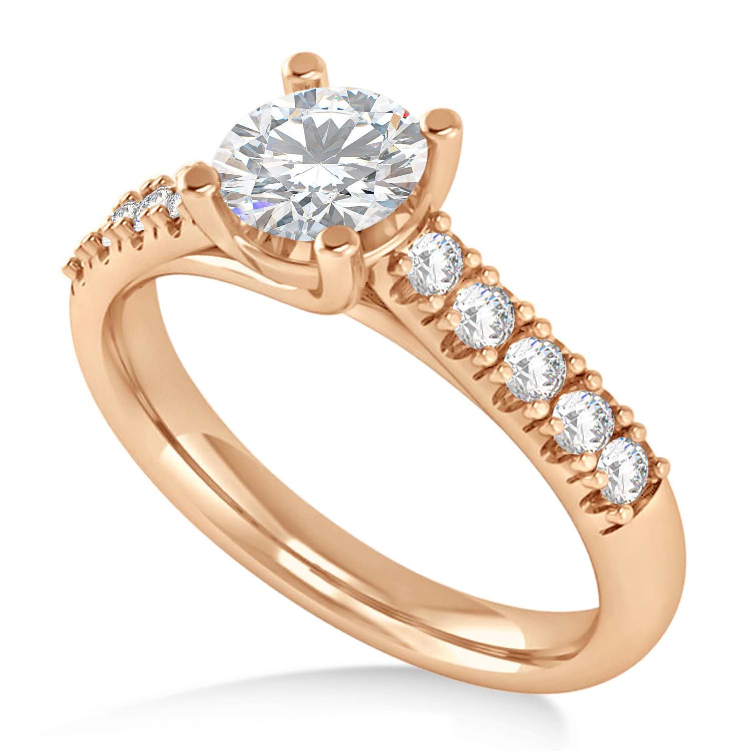 Moissanite & Diamond Accented Pre-Set Engagement Ring 14k Rose Gold (1.05ct)