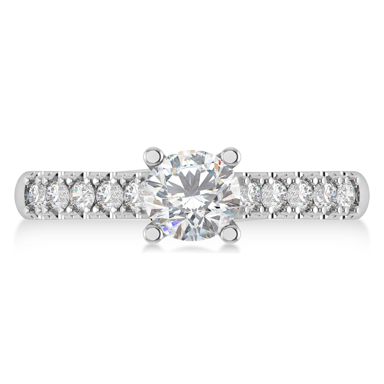 Moissanite & Diamond Accented Pre-Set Engagement Ring 14k White Gold (1.05ct)