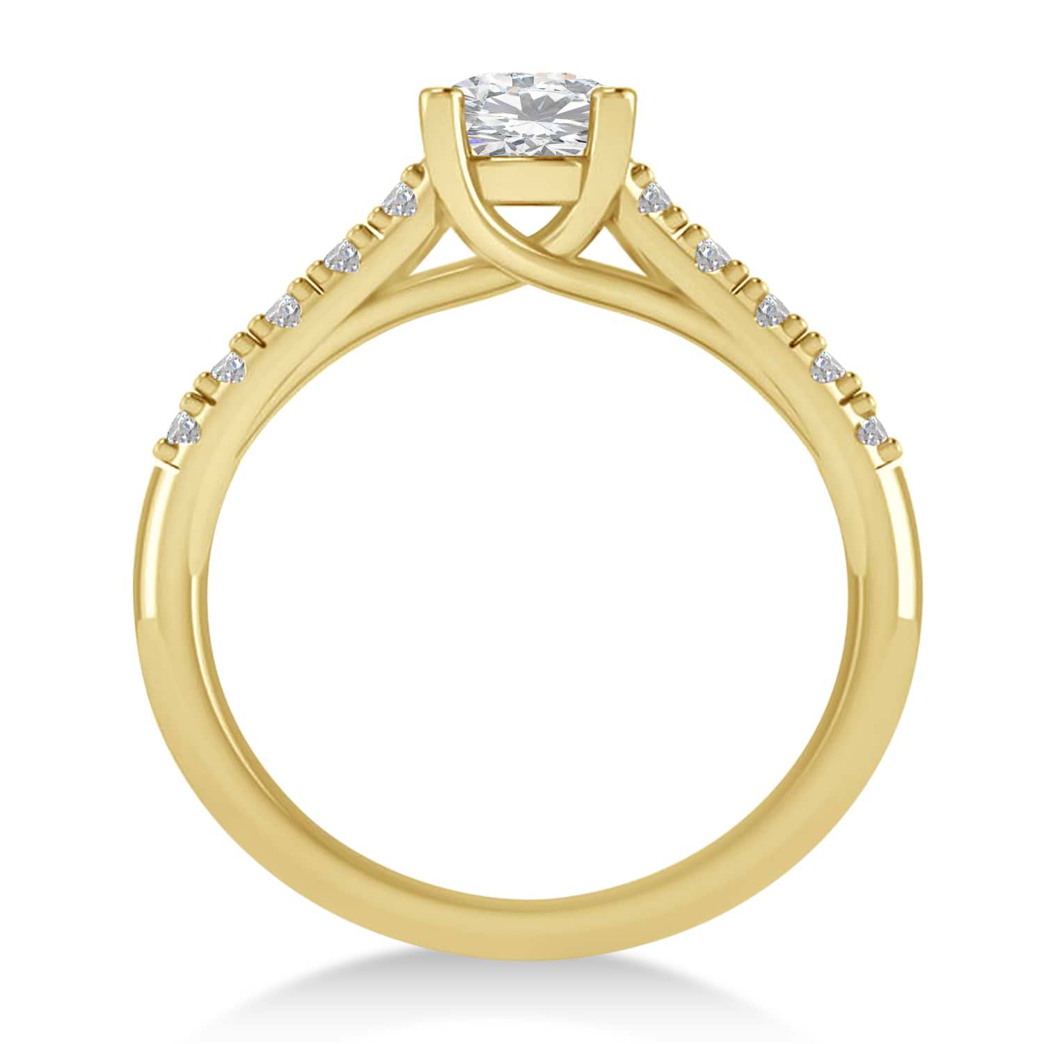 Moissanite & Diamond Accented Pre-Set Engagement Ring 14k Yellow Gold (1.05ct)