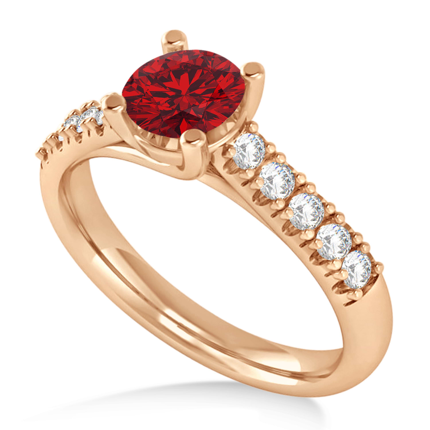 Ruby & Diamond Accented Pre-Set Engagement Ring 14k Rose Gold (1.05ct)