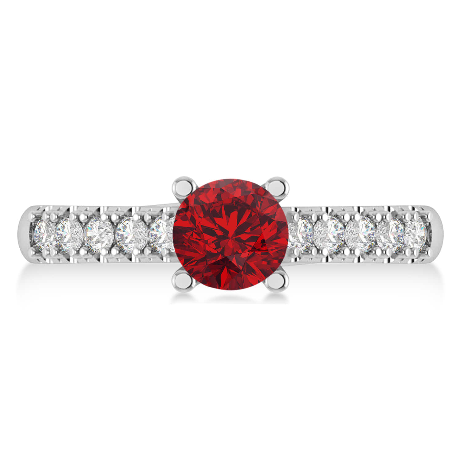 Ruby & Diamond Accented Pre-Set Engagement Ring 14k White Gold (1.05ct)