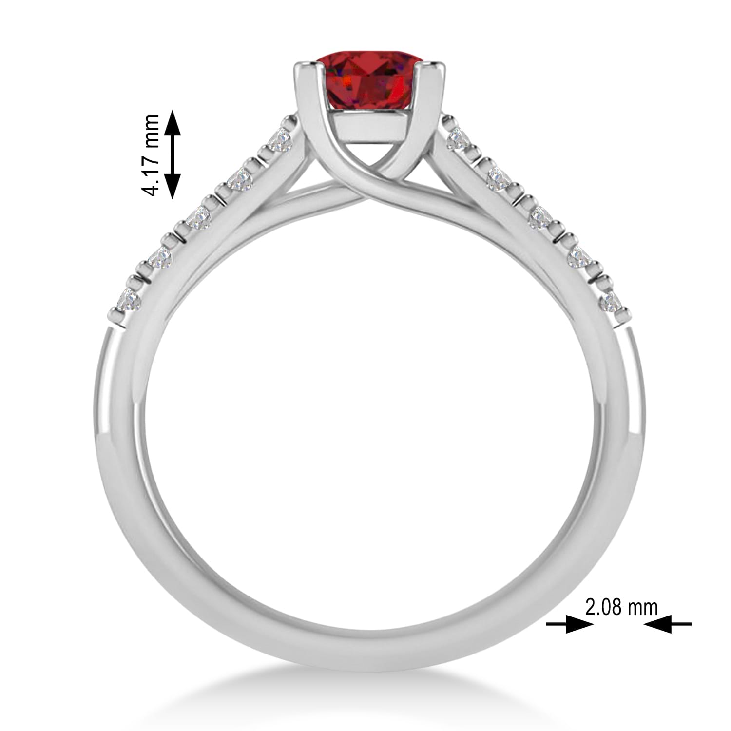 Ruby & Diamond Accented Pre-Set Engagement Ring 14k White Gold (1.05ct)