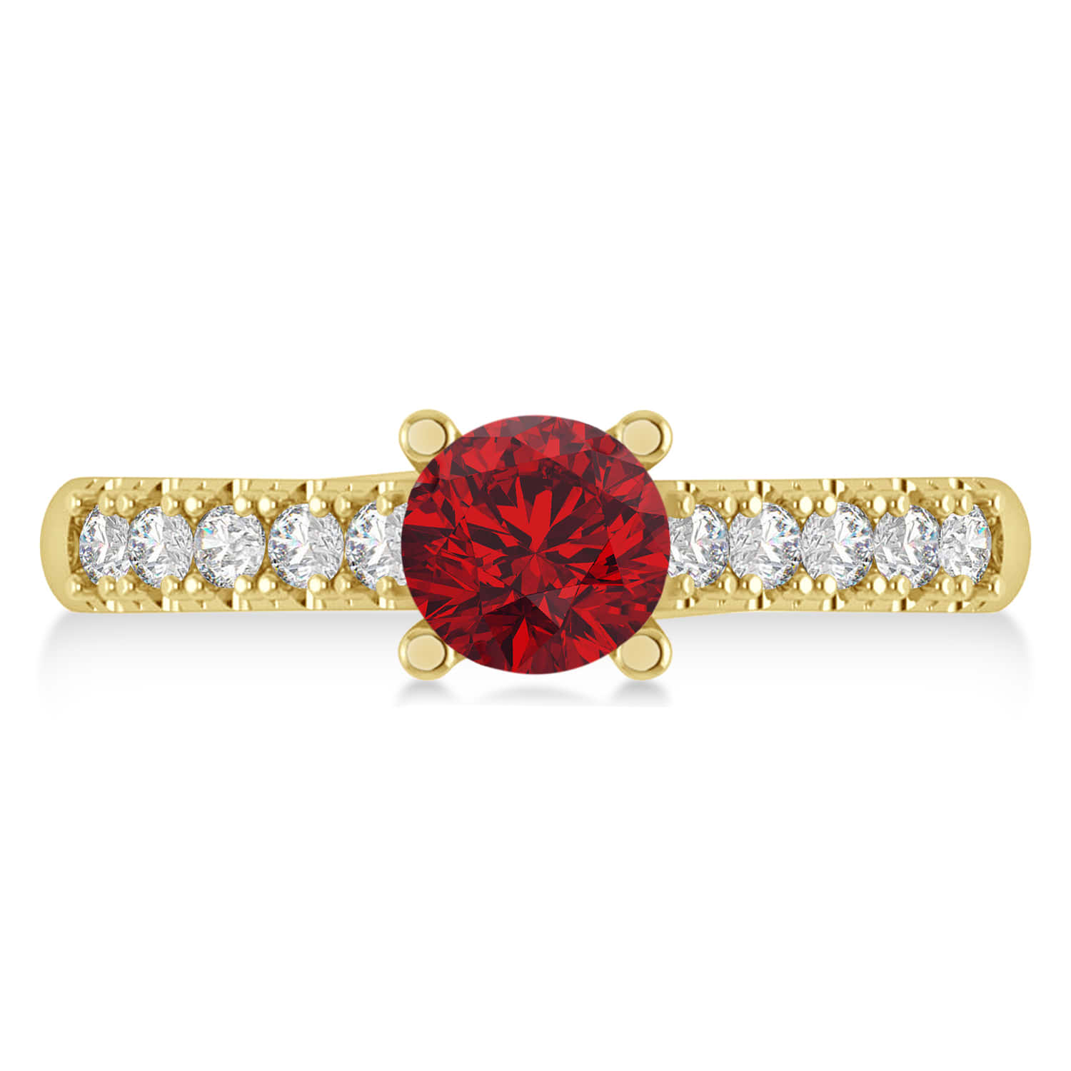 Ruby & Diamond Accented Pre-Set Engagement Ring 14k Yellow Gold (1.05ct)