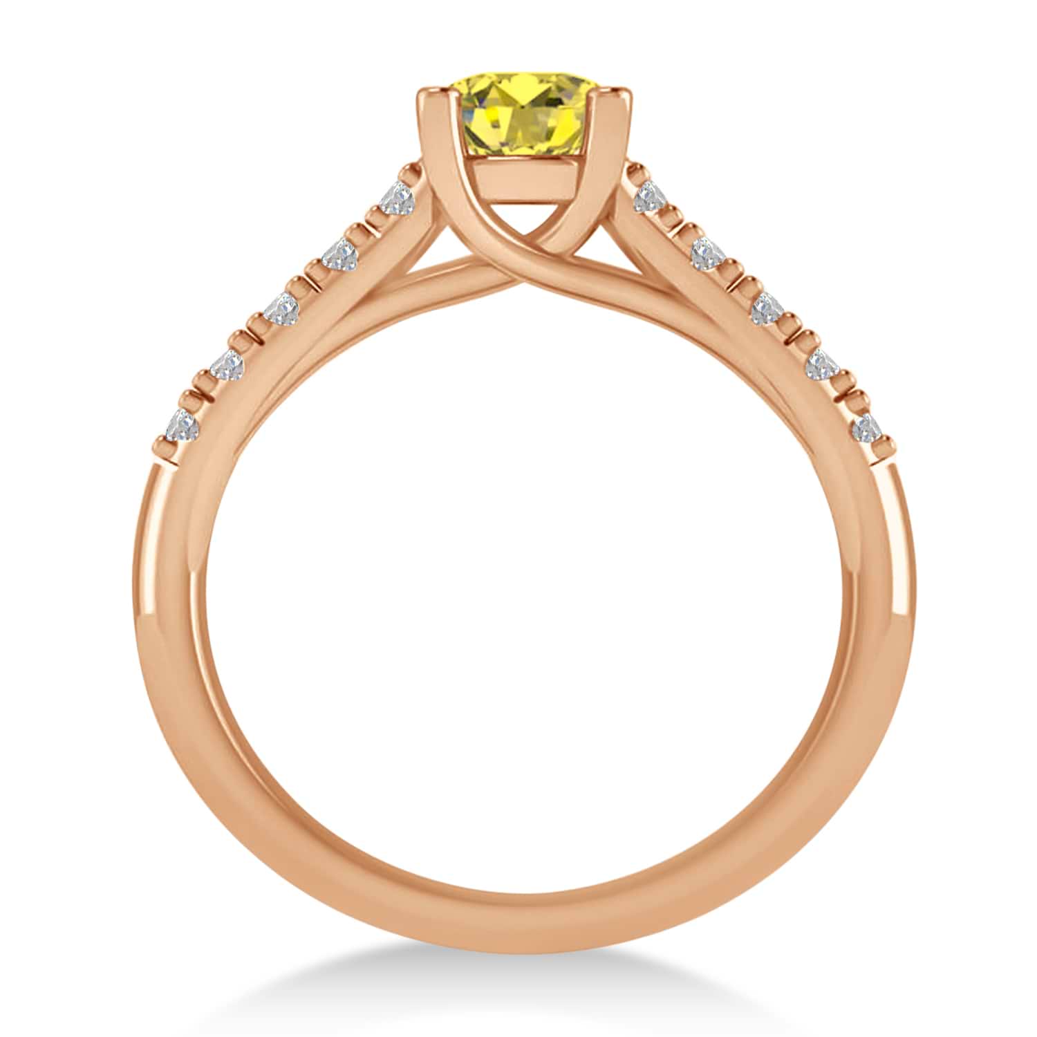 Yellow & White Diamond Accented Pre-Set Engagement Ring 14k Rose Gold (1.05ct)