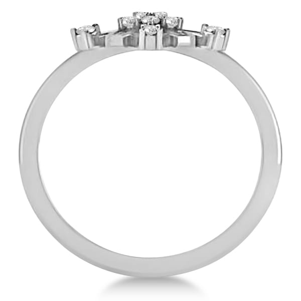 Large Diamond Snowflake Shaped Fashion Ring 14k White Gold (0.20ctw)