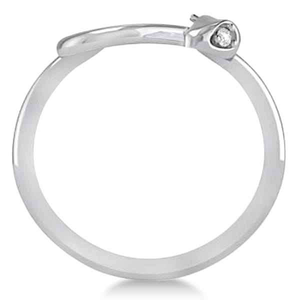 Diamond Eyed Snake Fashion Ring in 14k White Gold .03 carat