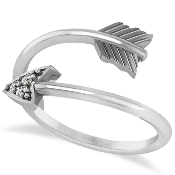 Cupid's Arrow Ring Diamond Accented 14k White Gold (0.05ct)