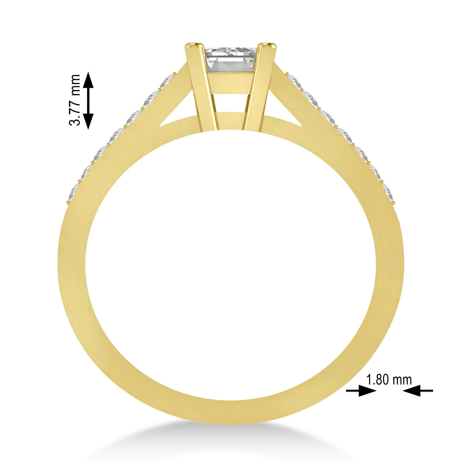 Emerald-Cut Diamond Pre-Set Engagement Ring 14k Yellow Gold (1.09ct)