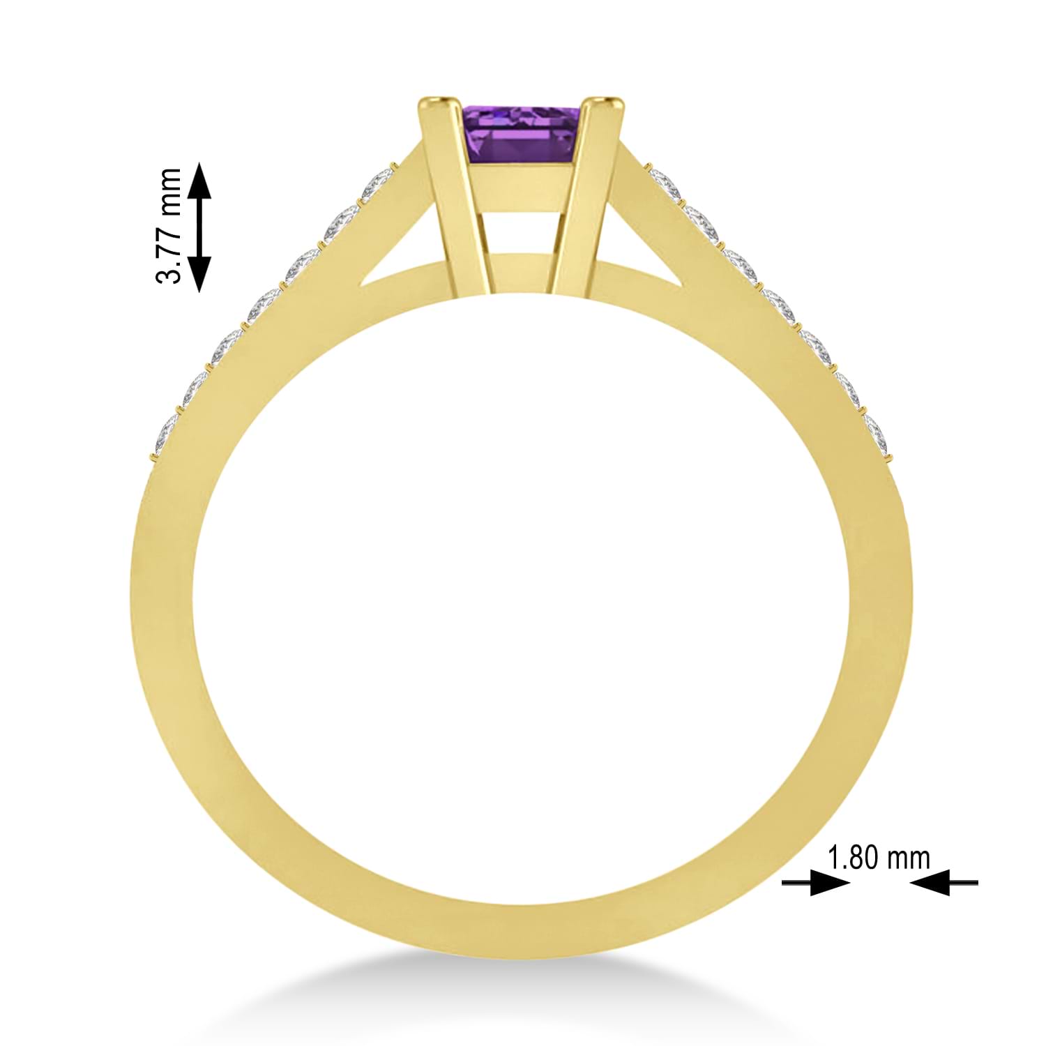 Amethyst & Emerald-Cut Diamond Pre-Set Engagement Ring 14k Yellow Gold (1.09ct)