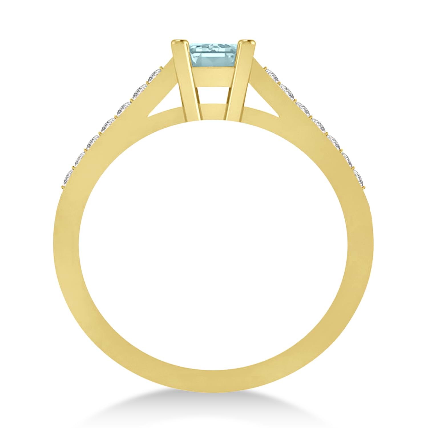 Aquamarine & Emerald-Cut Diamond Pre-Set Engagement Ring 14k Yellow Gold (1.09ct)