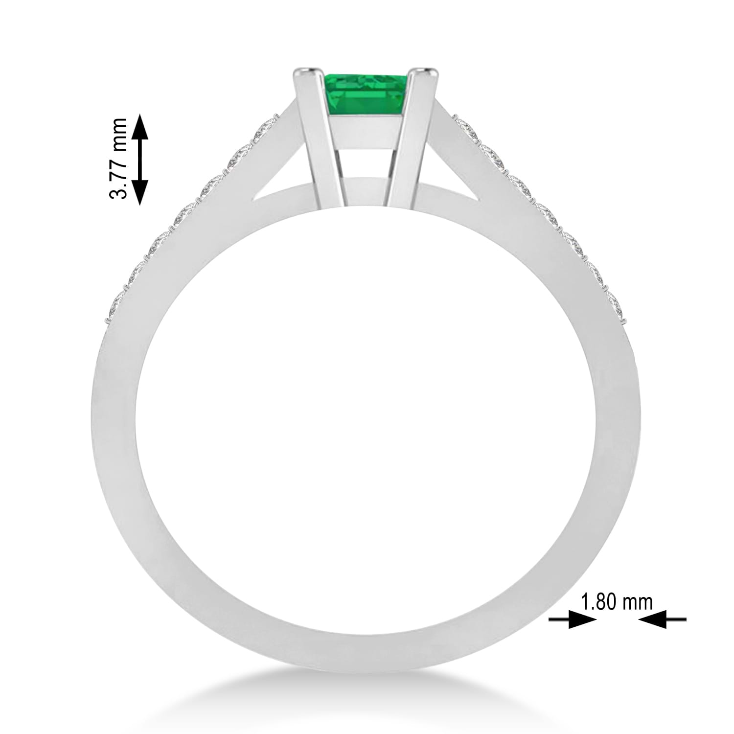 Emerald & Emerald-Cut Diamond Pre-Set Engagement Ring 14k White Gold (1.09ct)