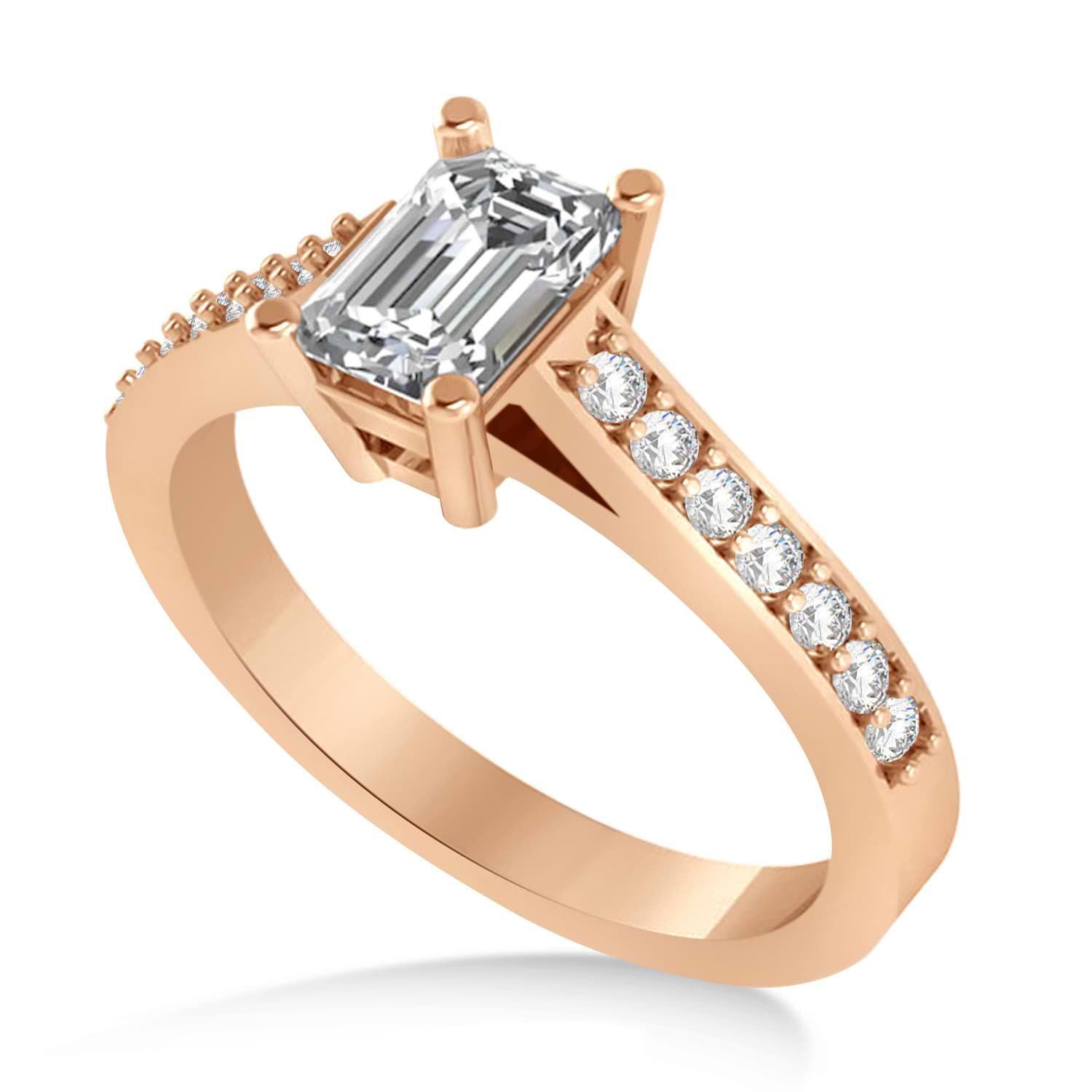 Lab Grown Emerald-Cut Diamond Pre-Set Engagement Ring 14k Rose Gold (1.09ct)