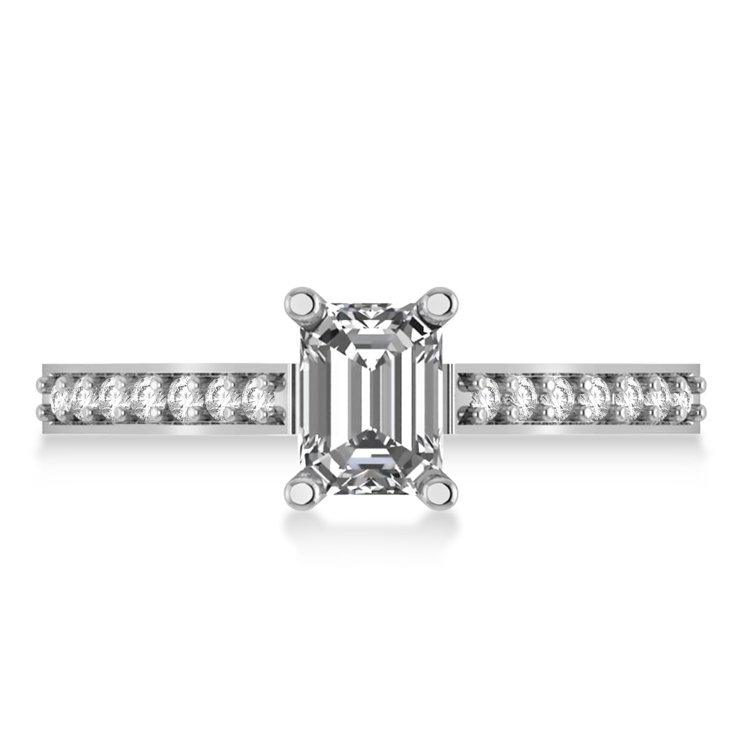 Lab Grown Emerald-Cut Diamond Pre-Set Engagement Ring 14k White Gold (1.09ct)