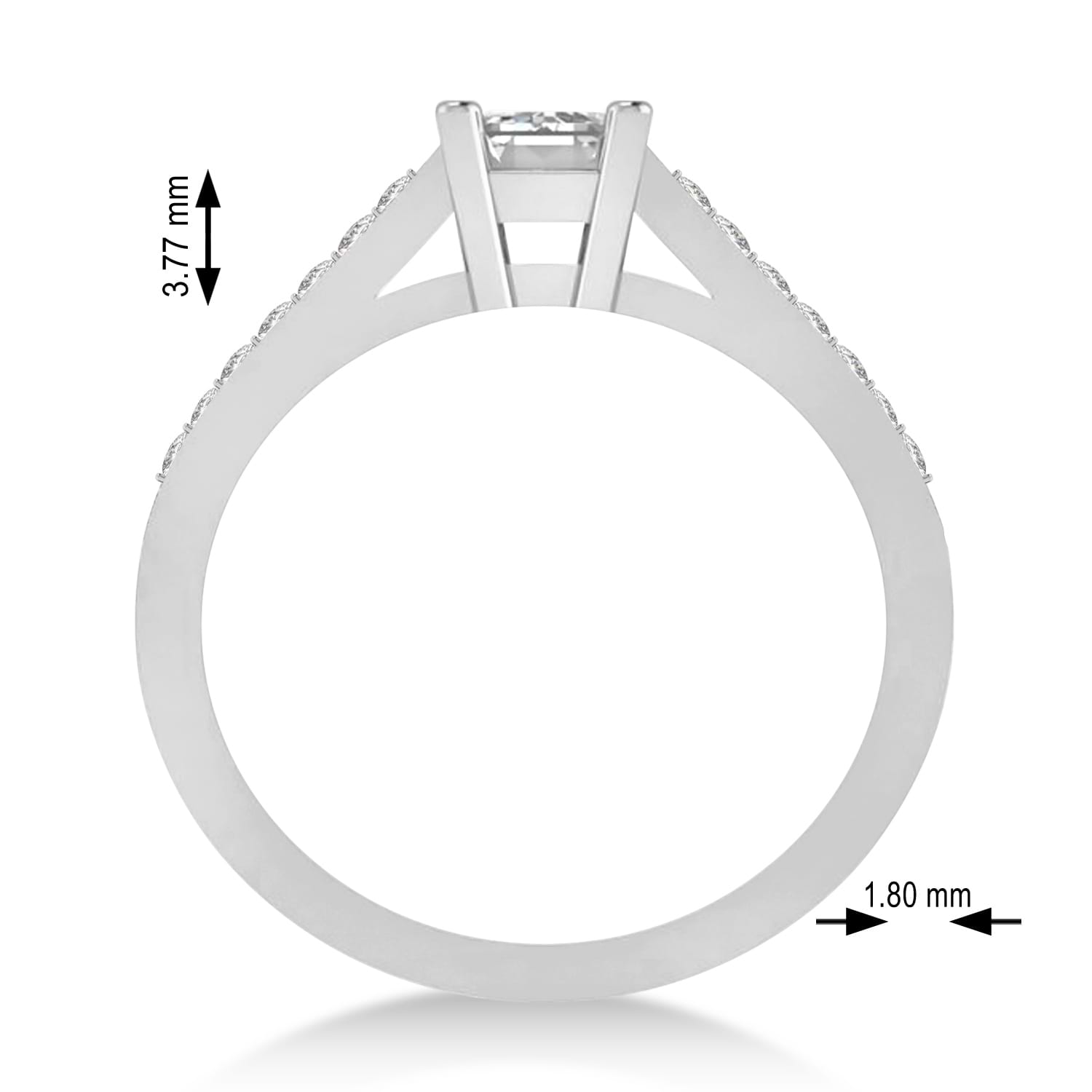 Lab Grown Emerald-Cut Diamond Pre-Set Engagement Ring 14k White Gold (1.09ct)