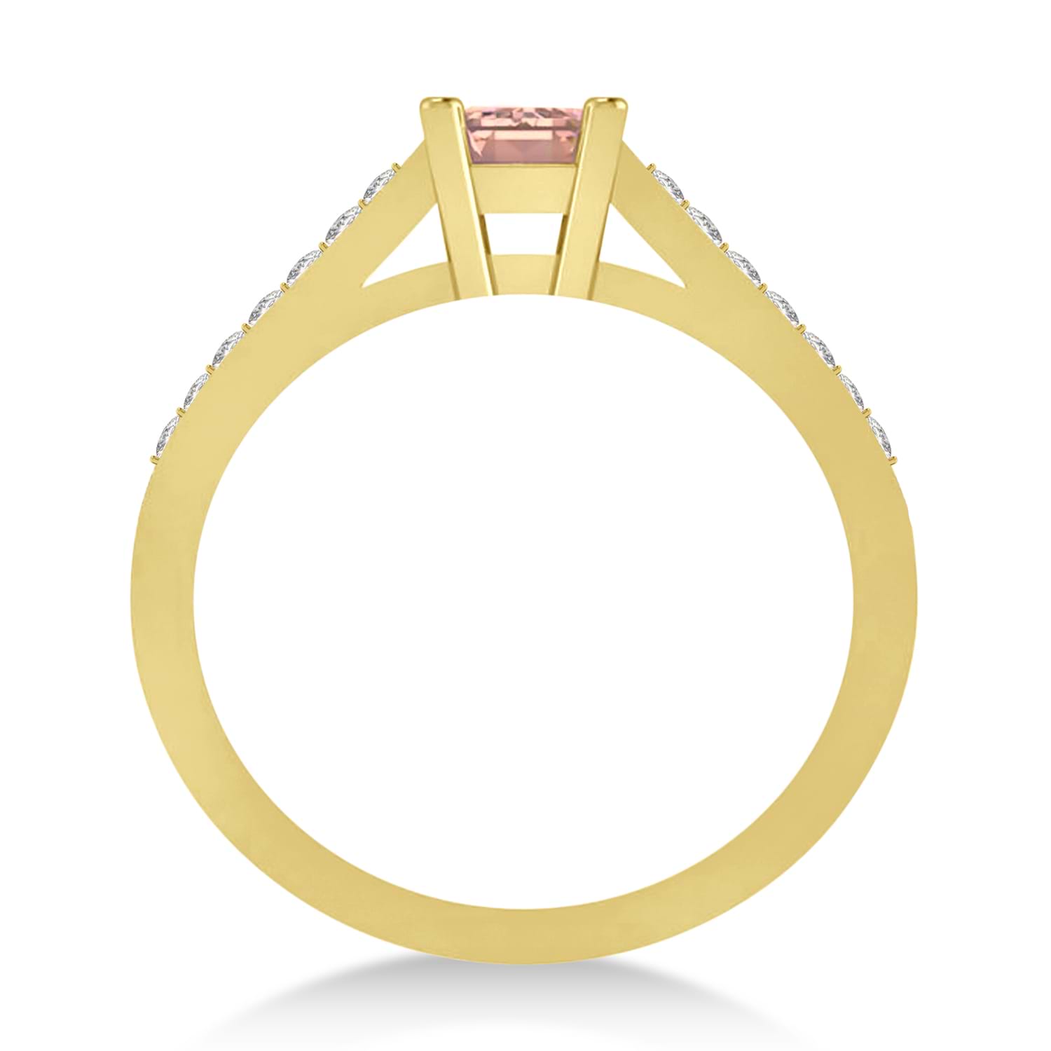 Morganite & Emerald-Cut Diamond Pre-Set Engagement Ring 14k Yellow Gold (1.09ct)
