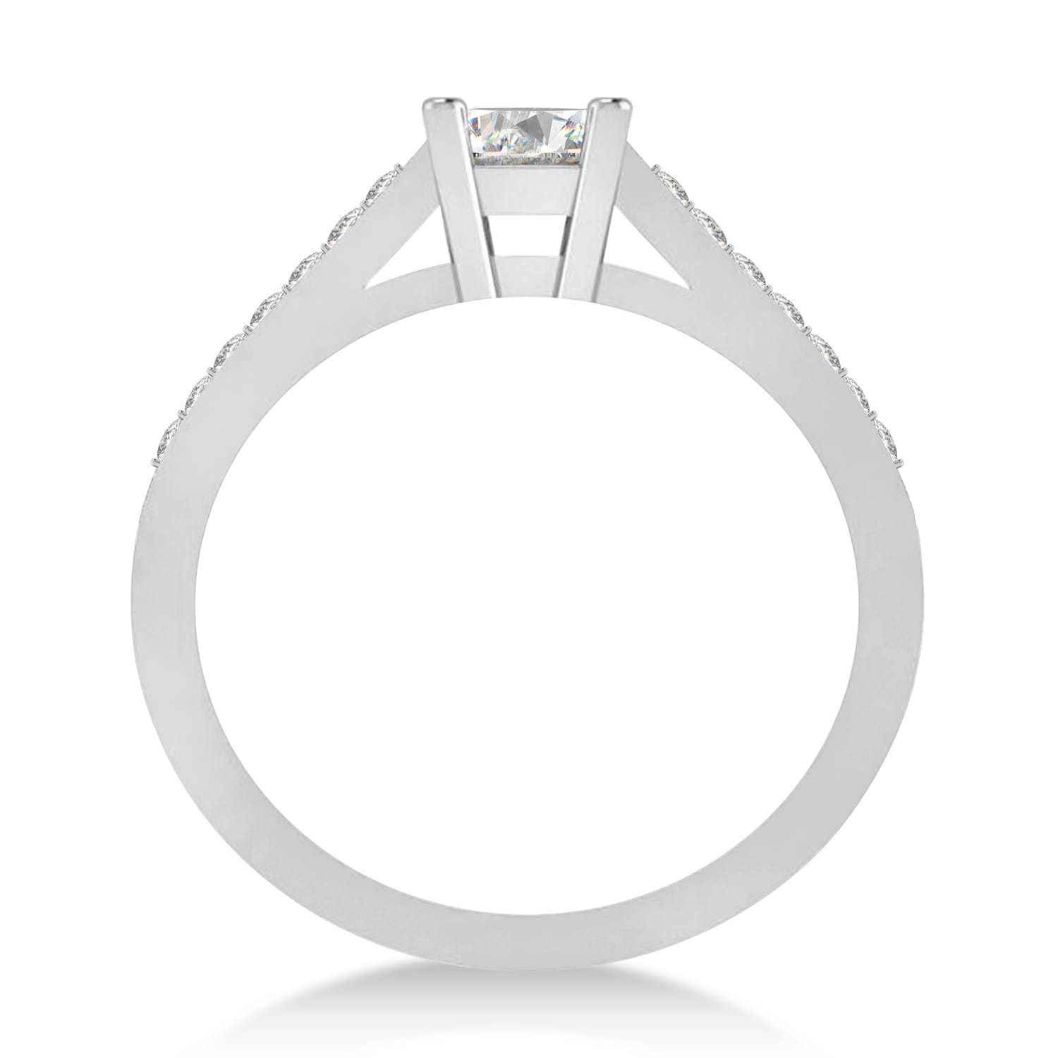 Moissanite & Emerald-Cut Diamond Pre-Set Engagement Ring 14k White Gold (1.09ct)