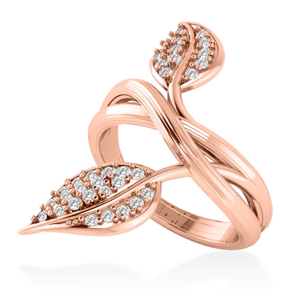 Diamond Accented Leaf Ring 14k Rose Gold (0.35ct)