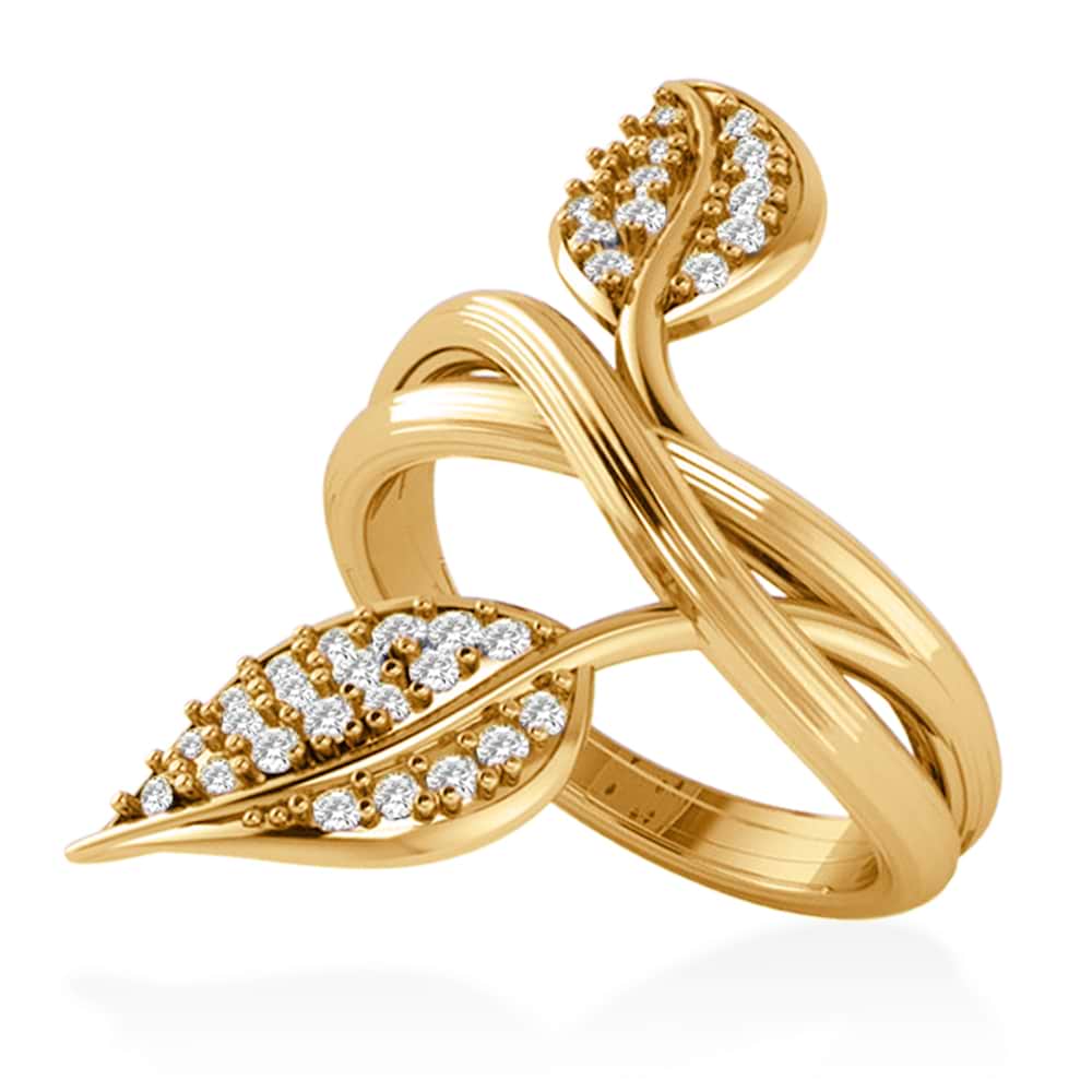 Diamond Accented Leaf Ring 14k Yellow Gold (0.35ct)