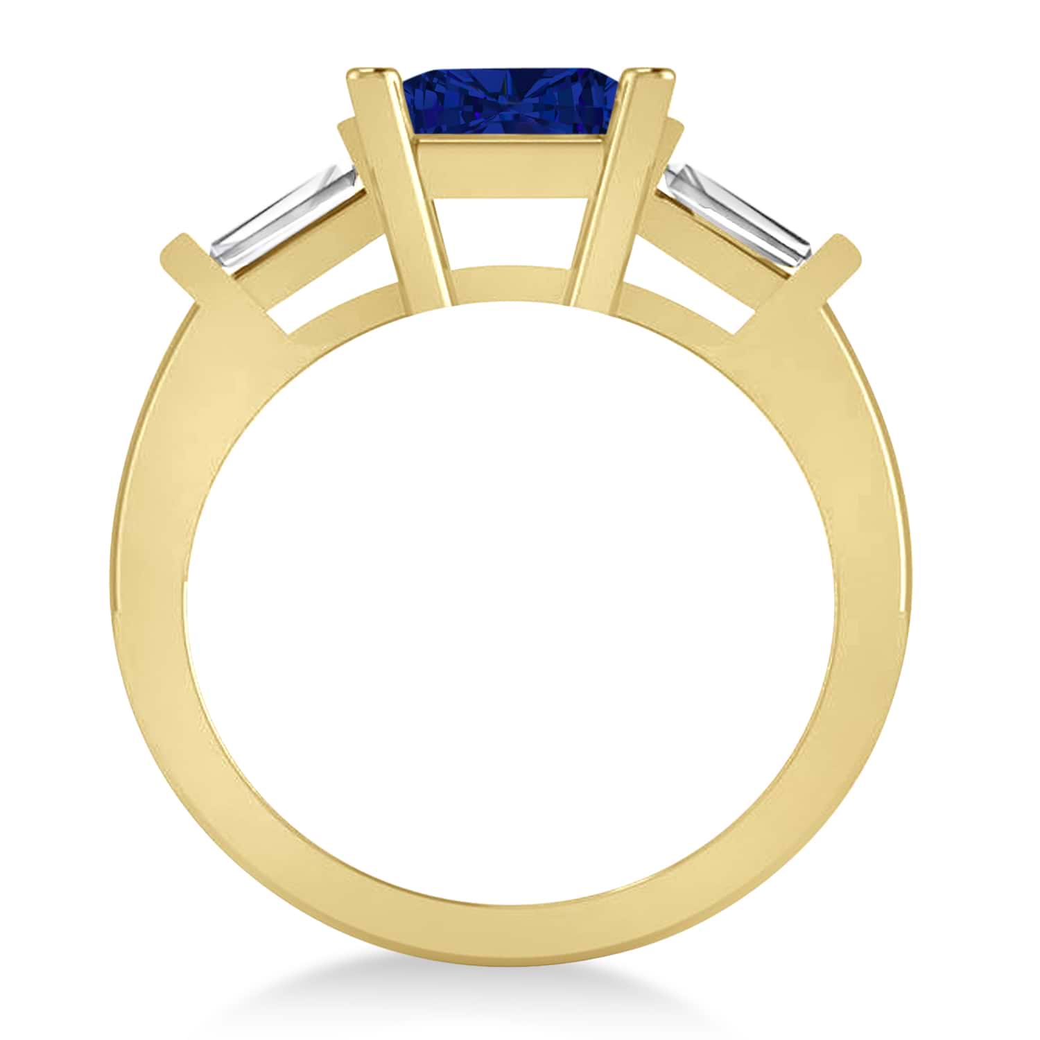 Blue Sapphire & Diamond Three-Stone Radiant Ring 14k Yellow Gold (2.12ct)