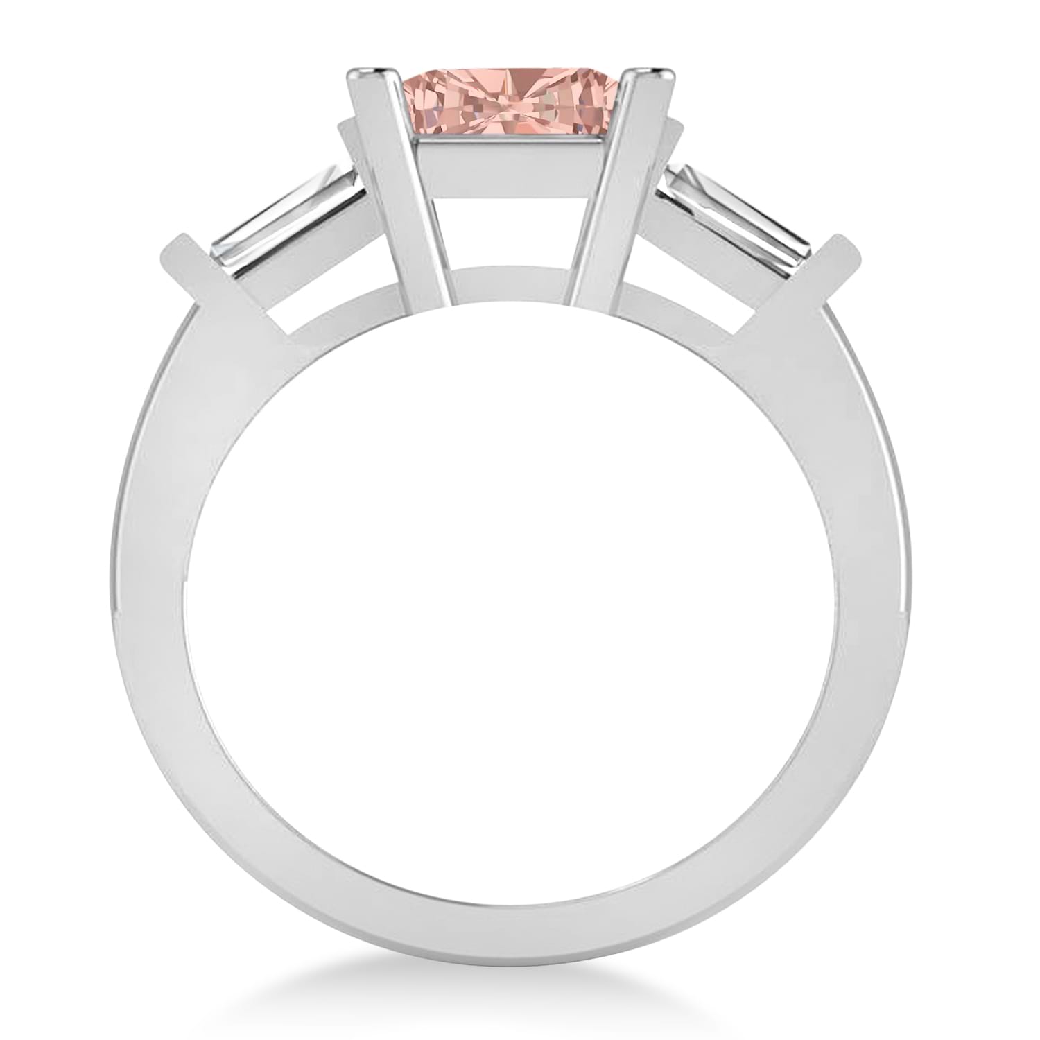Morganite & Diamond Three-Stone Radiant Ring 14k White Gold (2.12ct)