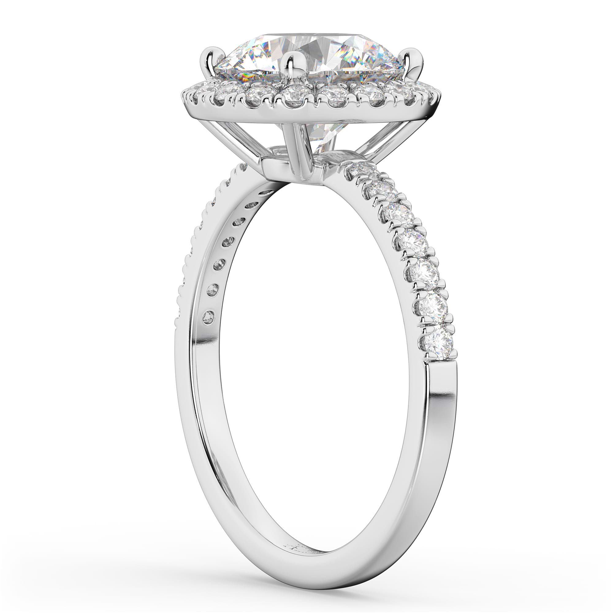 Round Halo Diamond Engagement Ring 14K White Gold (2.50ct)