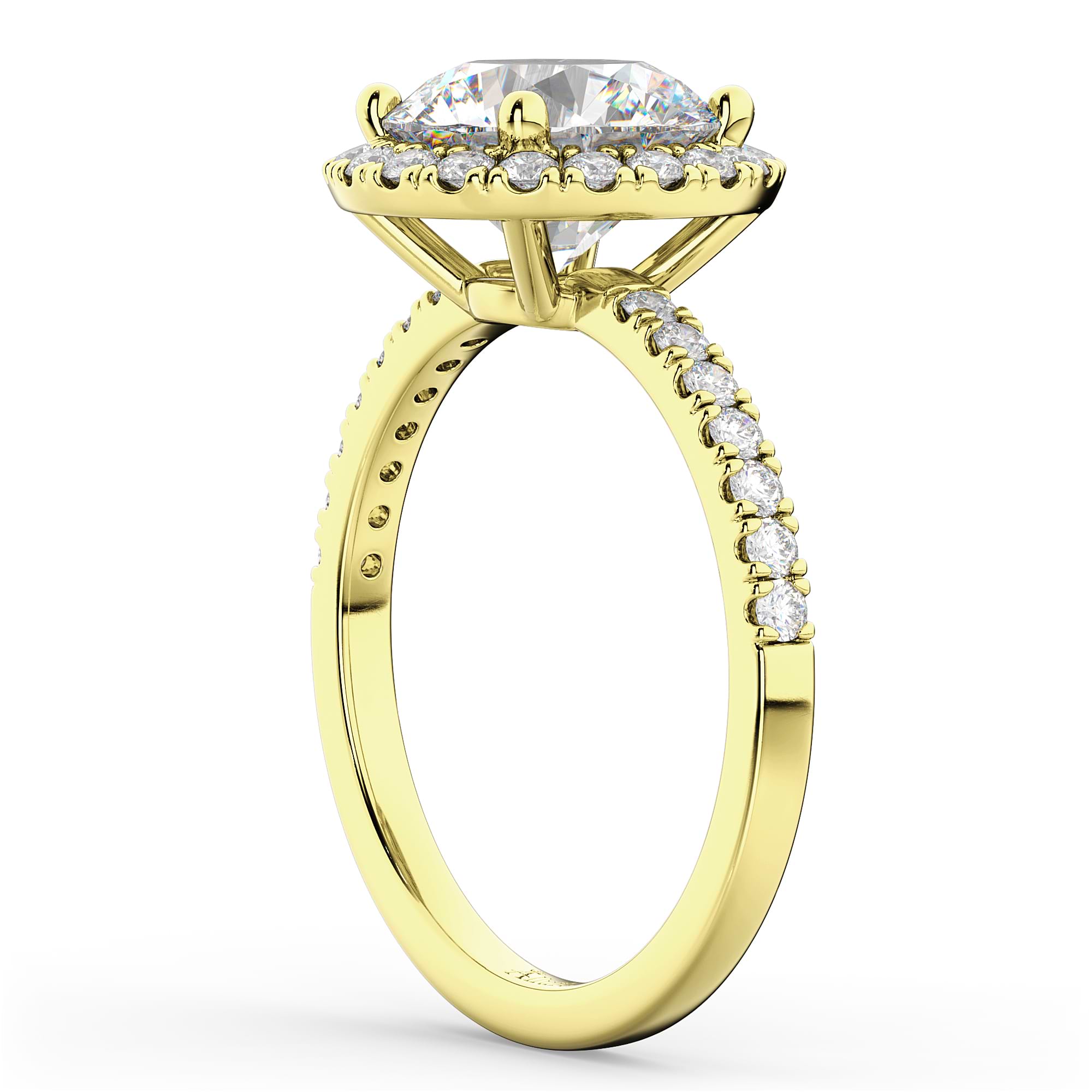 Round Halo Diamond Engagement Ring 14K Yellow Gold (2.50ct)