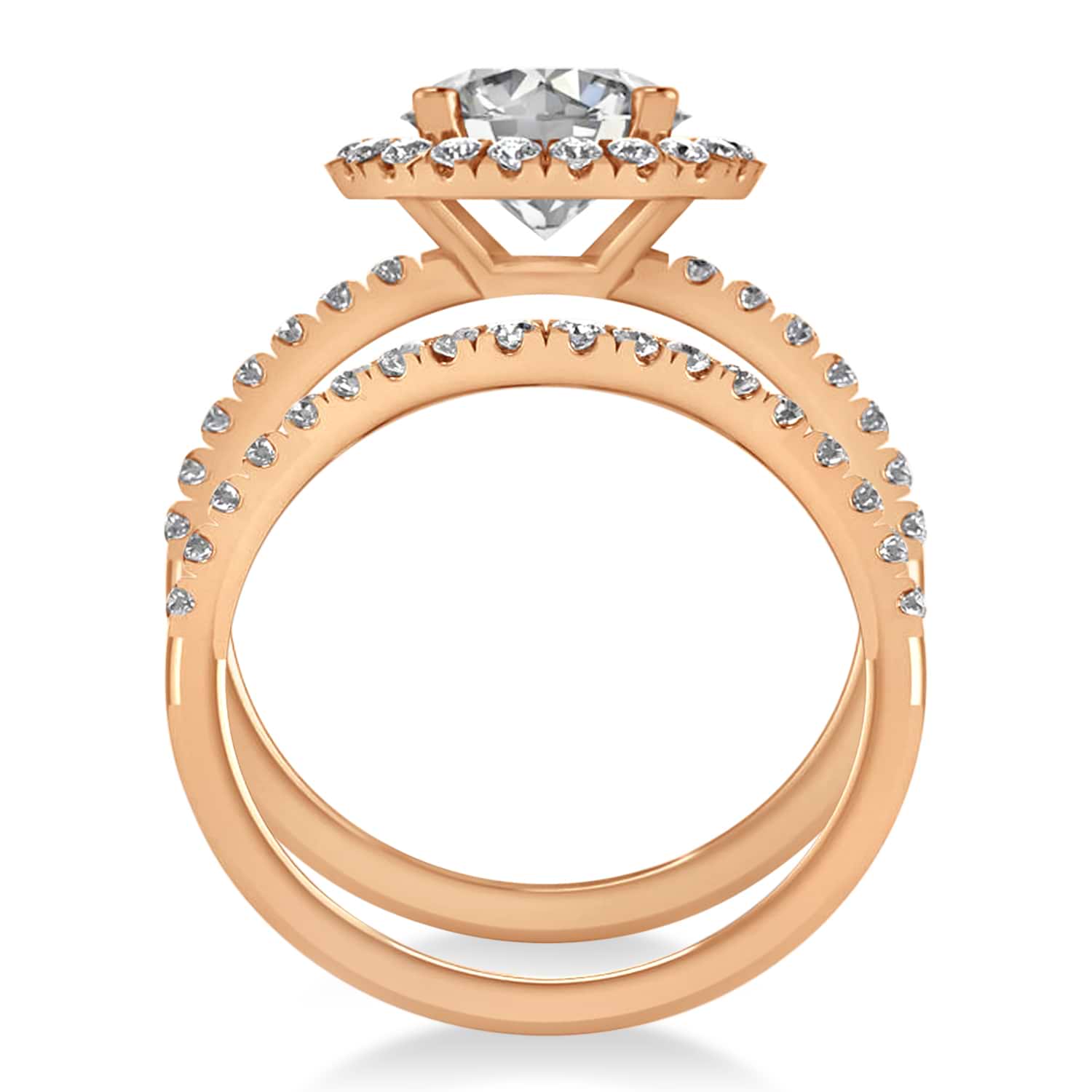 Diamond Round-Cut Halo Bridal Set 14K Rose Gold (2.77ct)