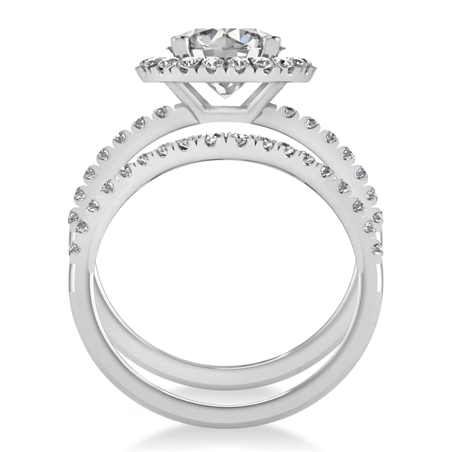 Diamond Round-Cut Halo Bridal Set 14K White Gold (2.77ct)
