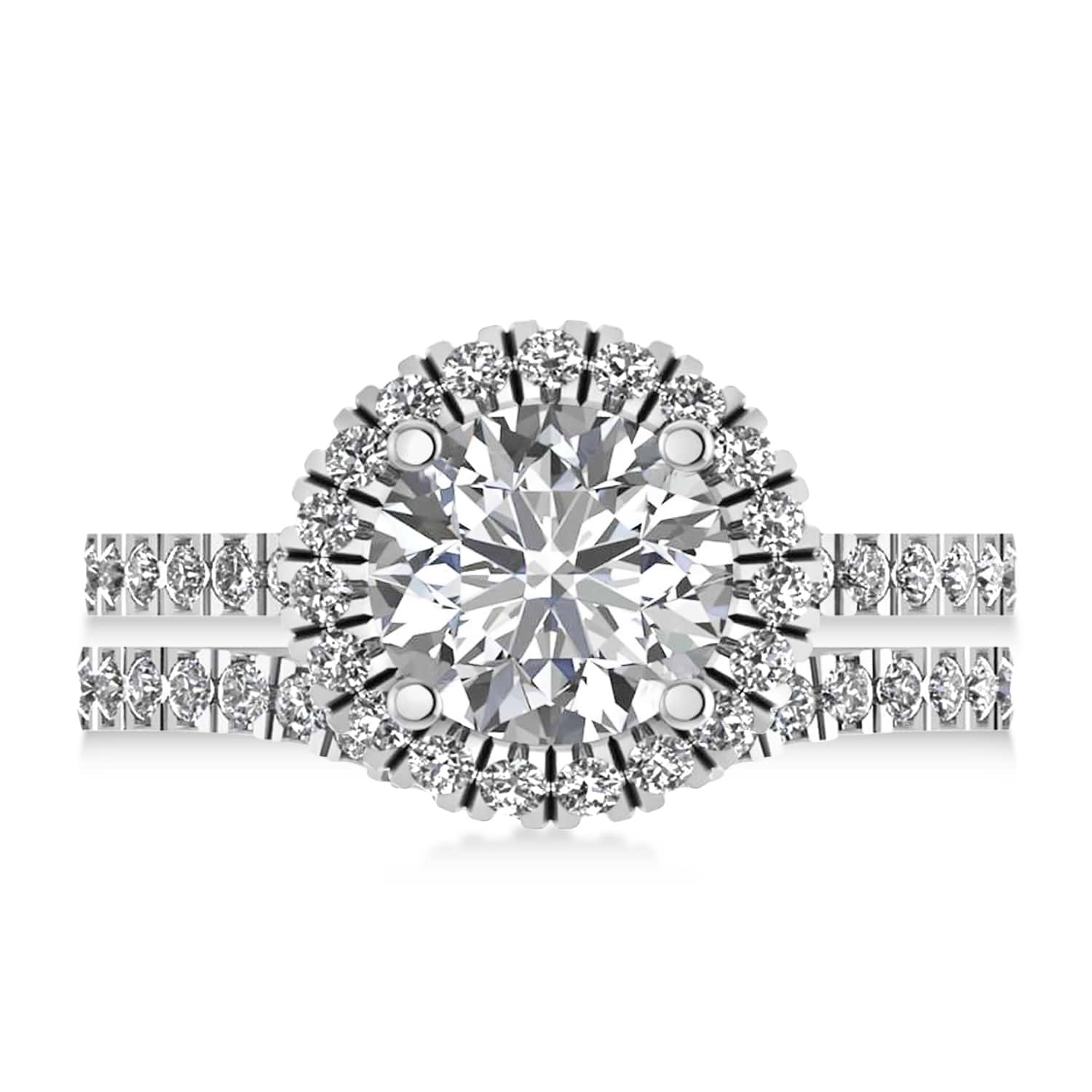 Diamond Round-Cut Halo Bridal Set 14K White Gold (2.77ct)