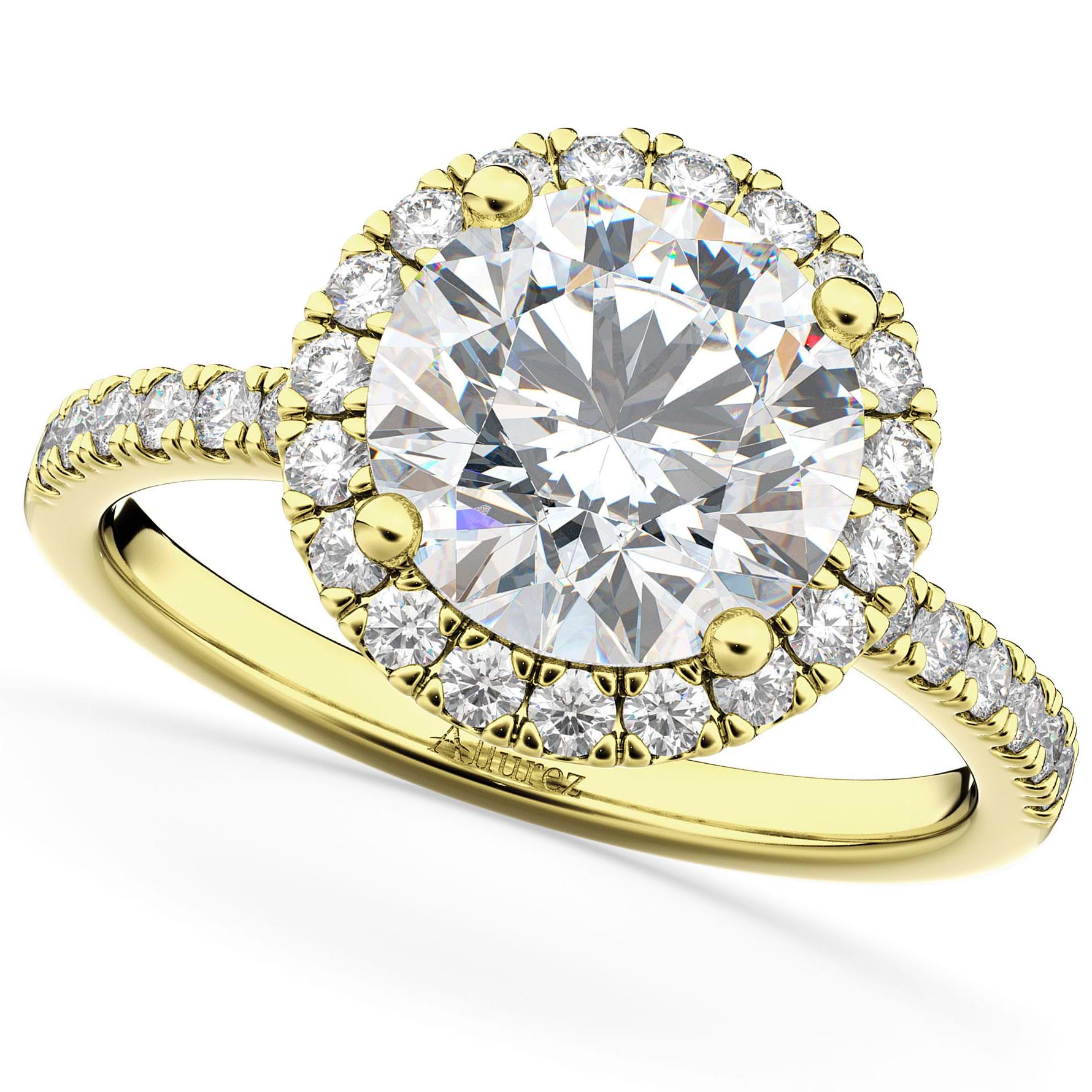 Diamond Round-Cut Halo Bridal Set 14K Yellow Gold (2.77ct)