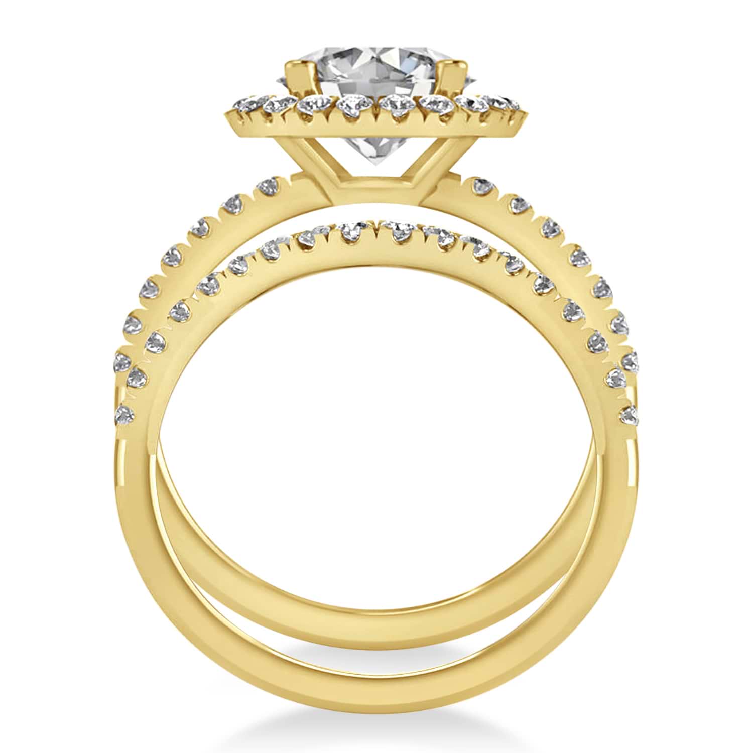 Diamond Round-Cut Halo Bridal Set 18K Yellow Gold (2.77ct)