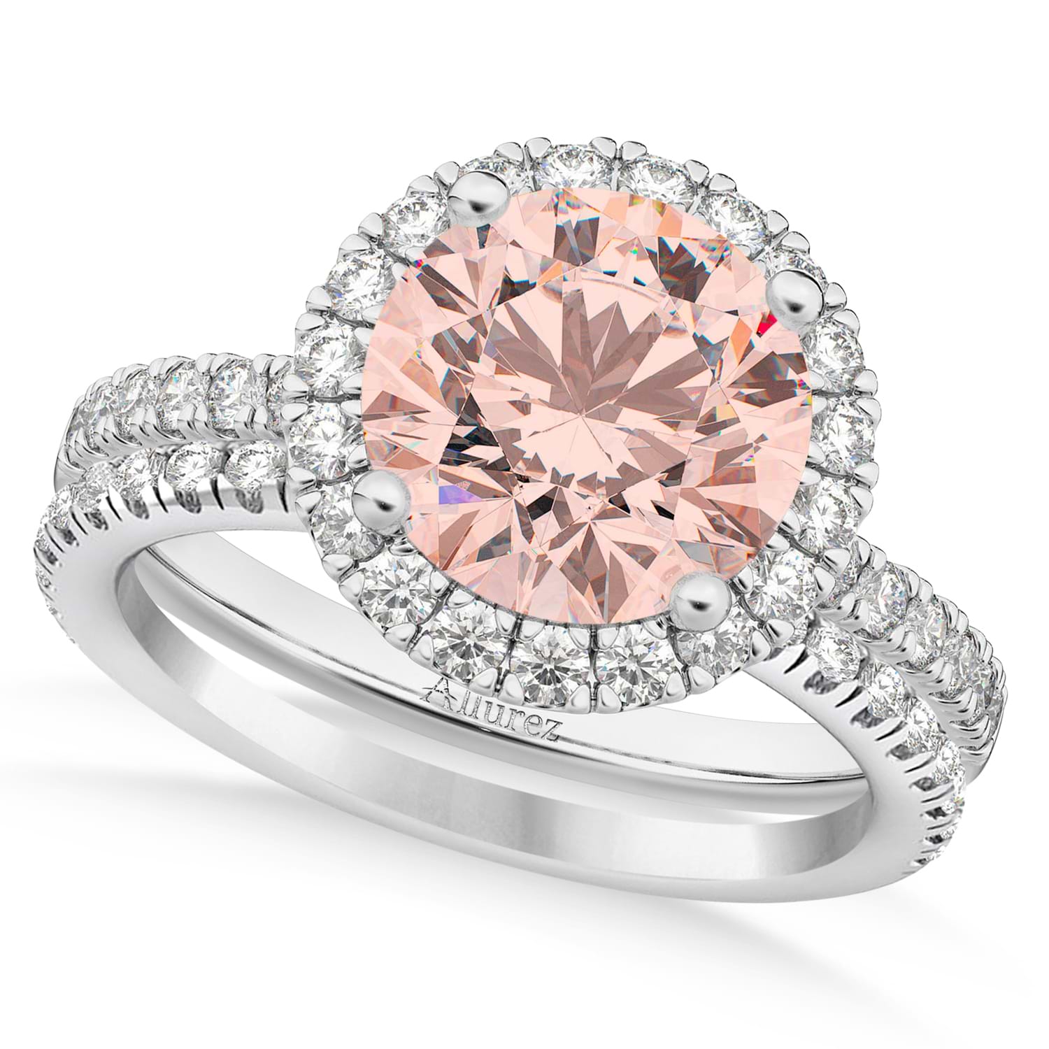 Buy Morganite & Diamond Heart Shank Unique Engagement Ring, 14K White Gold,  Size 6.5 Doti Online in India - Etsy