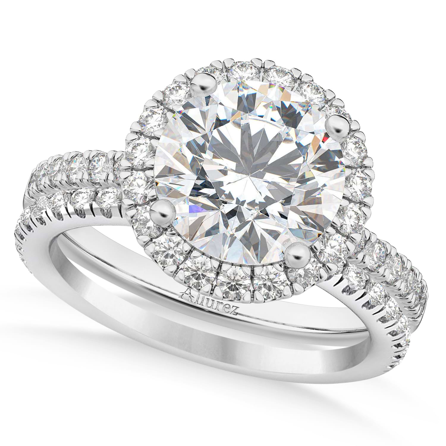 Diamond Round-Cut Halo Bridal Set Palladium (2.77ct)