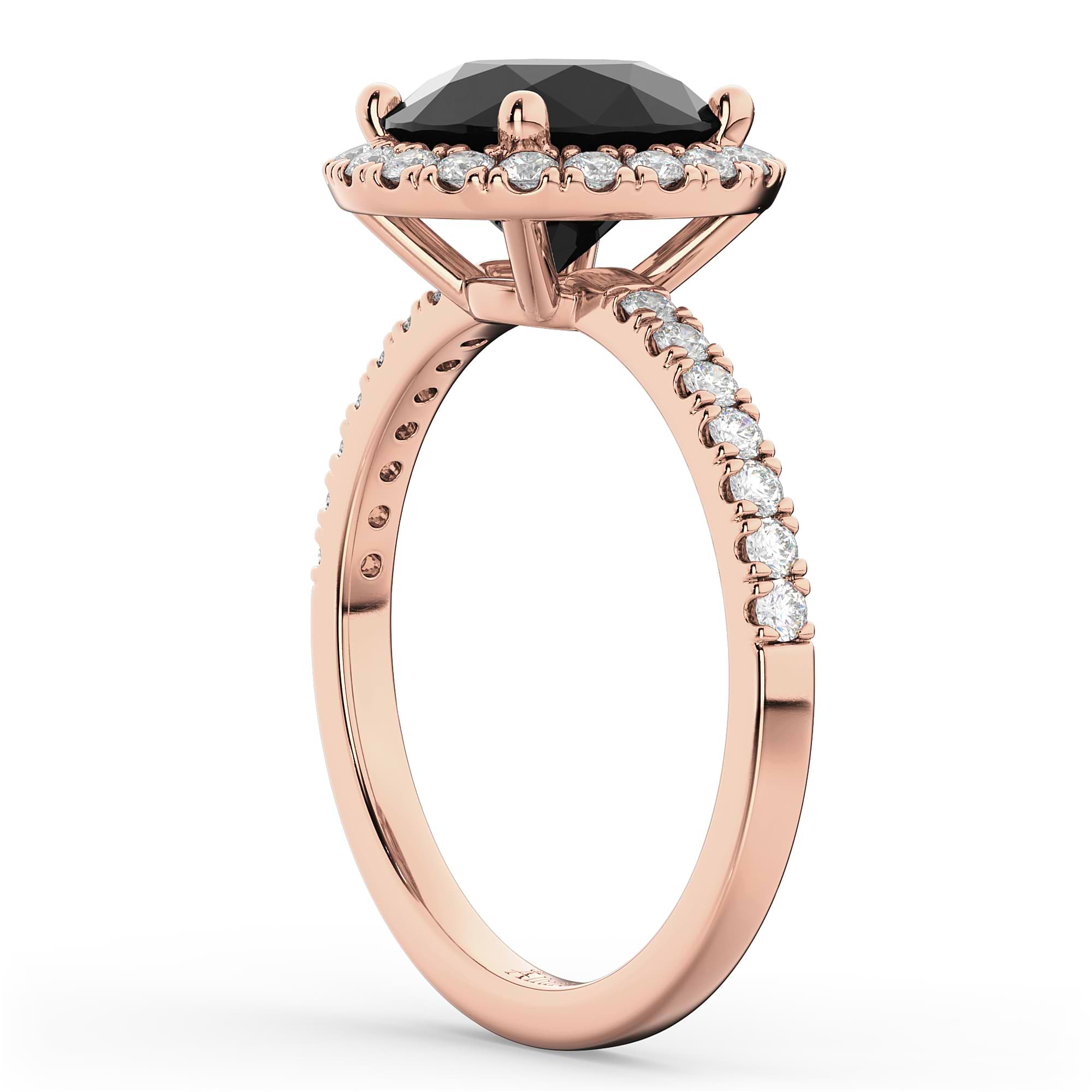Halo White & Black Diamond Engagement Ring 14K Rose Gold (2.50ct)