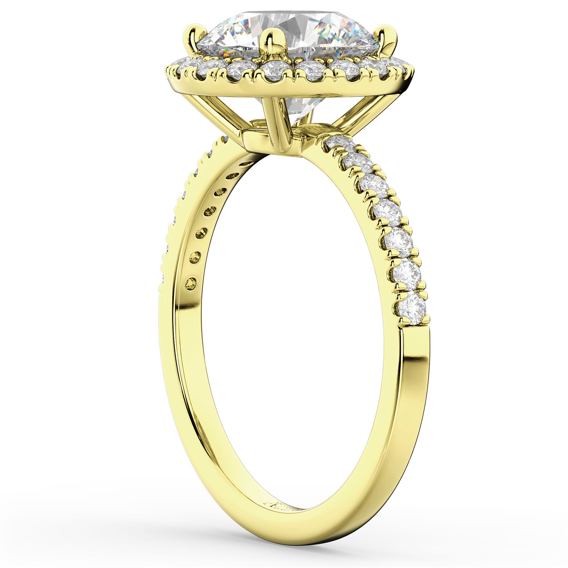 Diamond Accented Halo Engagement Ring Setting 14K Yellow Gold (0.50ct)