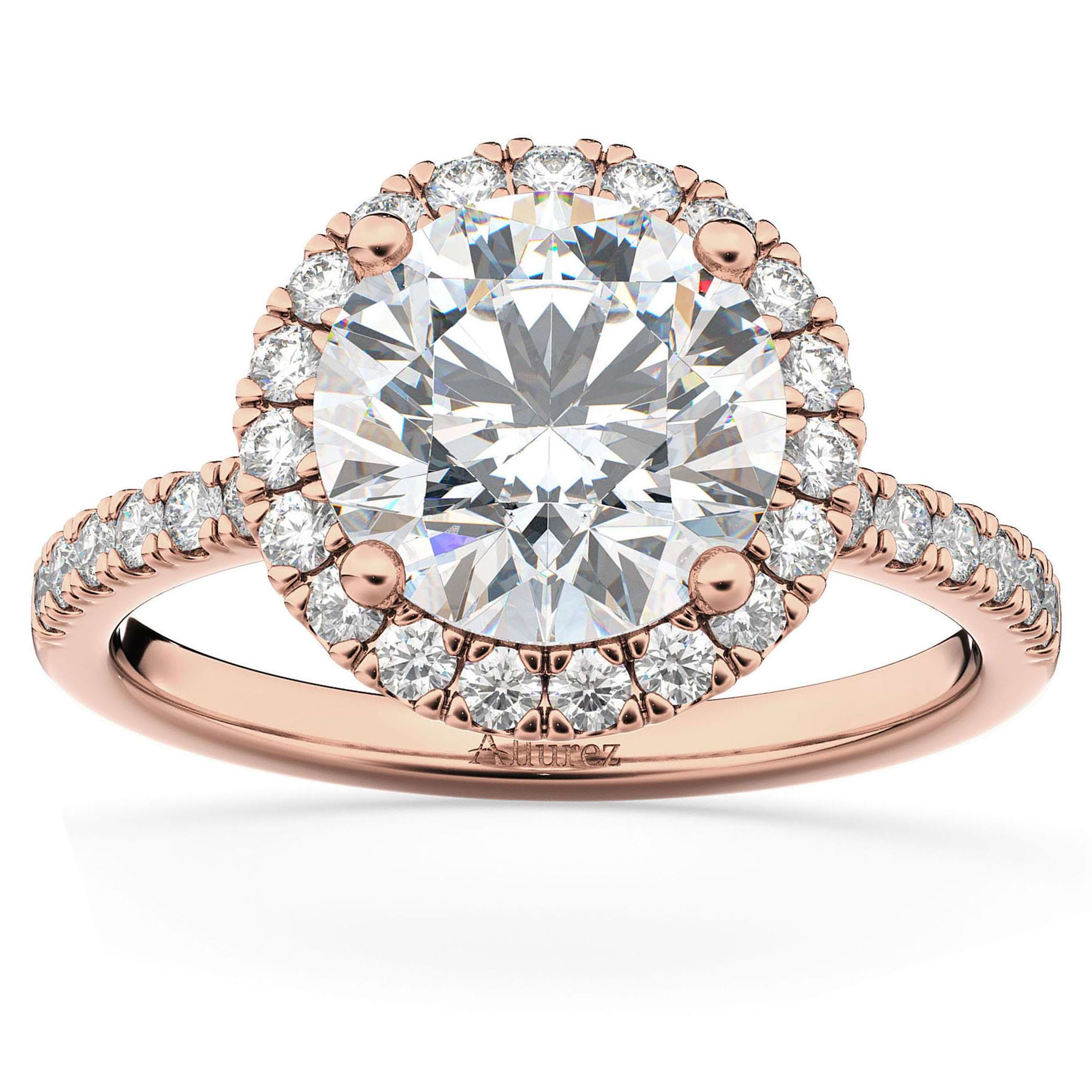 Lab Grown Diamond Accented Halo Engagement Ring Setting 14K Rose Gold (0.50ct)