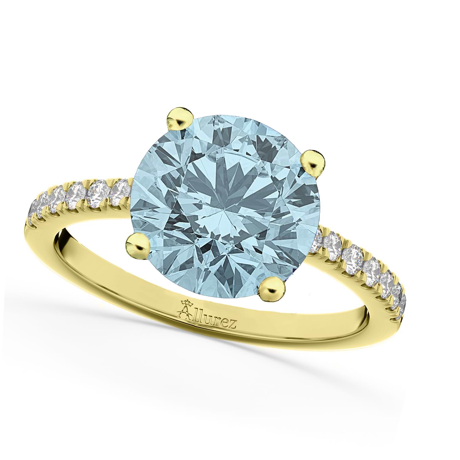 Aquamarine & Diamond Engagement Ring 14K Yellow Gold 2.41ct