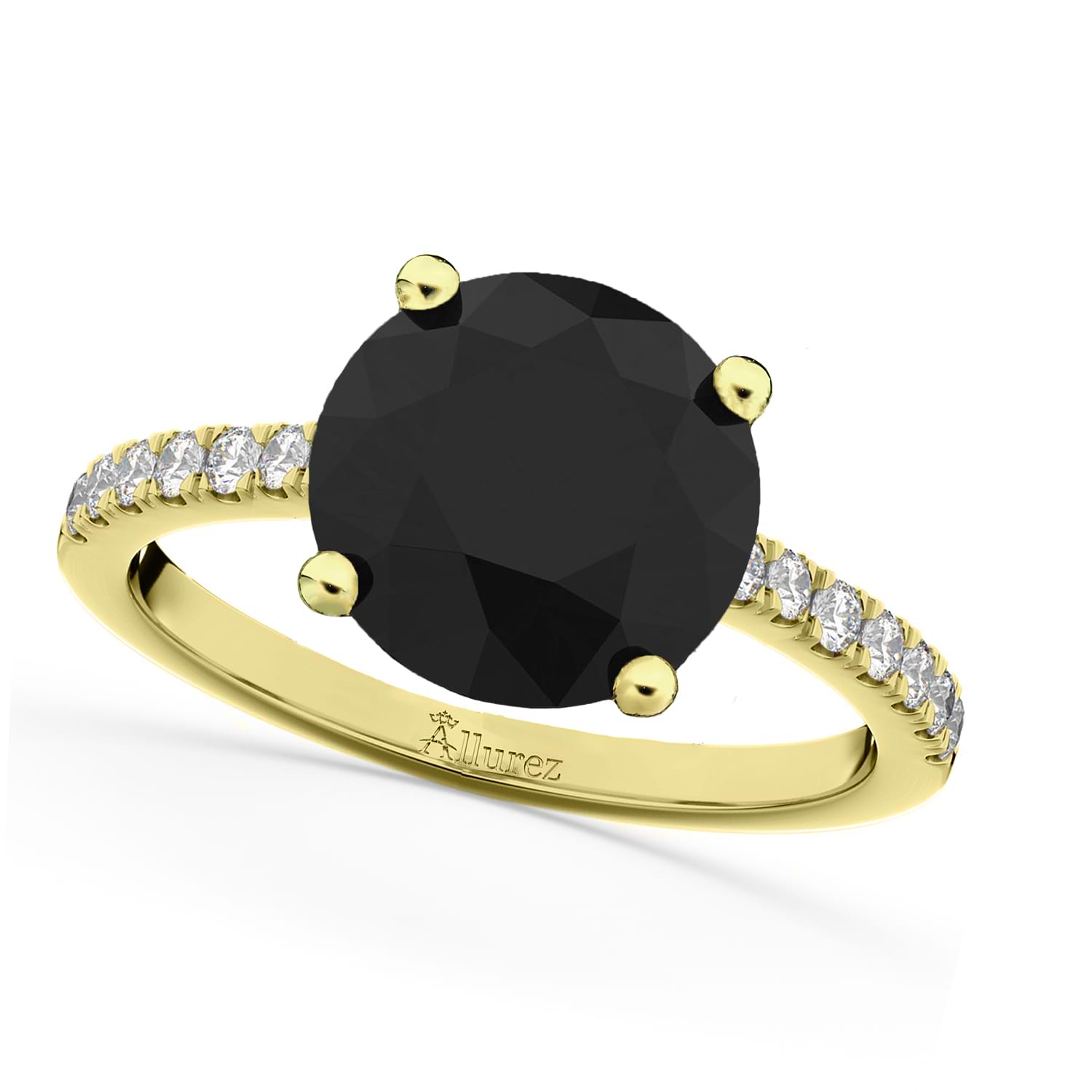 White & Black Diamond Engagement Ring 14K Yellow Gold (2.21ct)