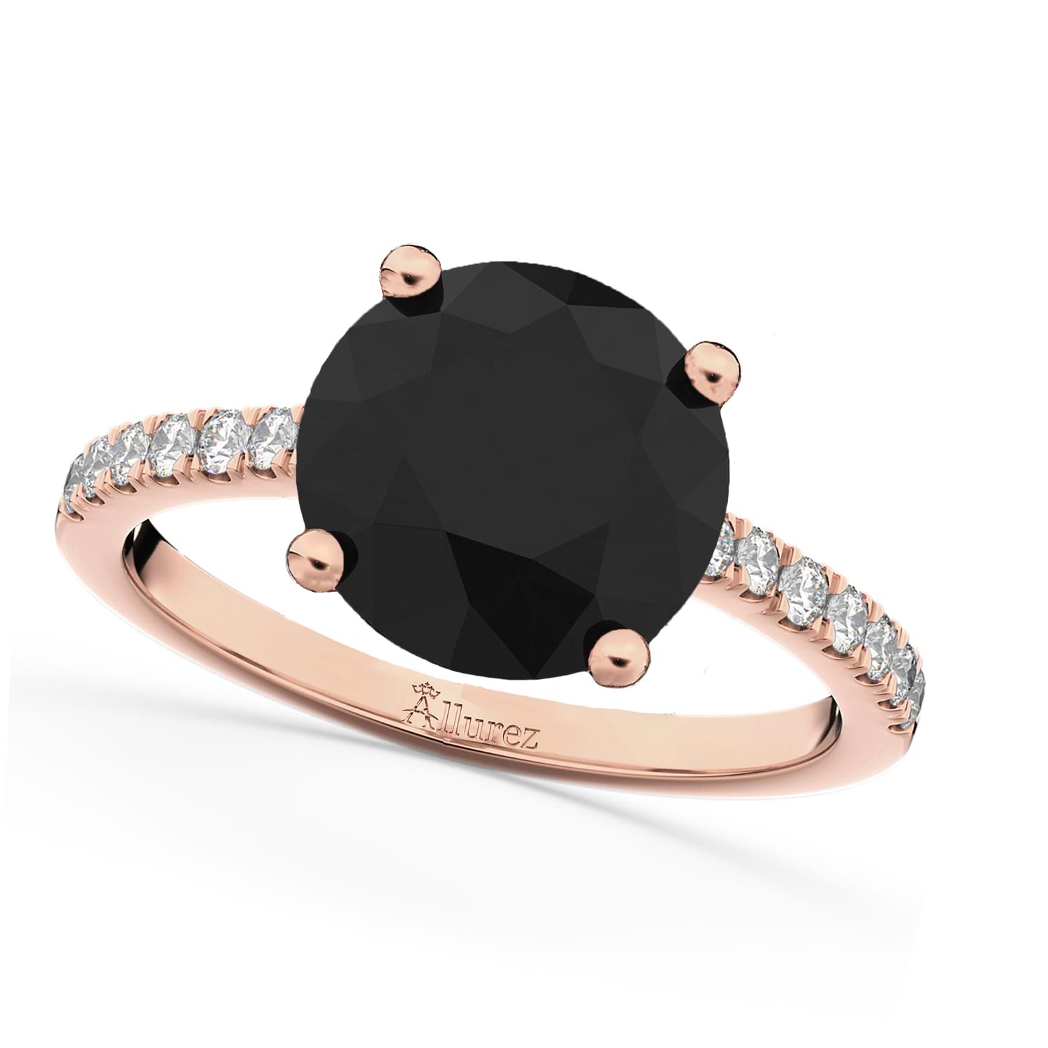 White & Black Diamond Engagement Ring 18K Rose Gold (2.21ct)