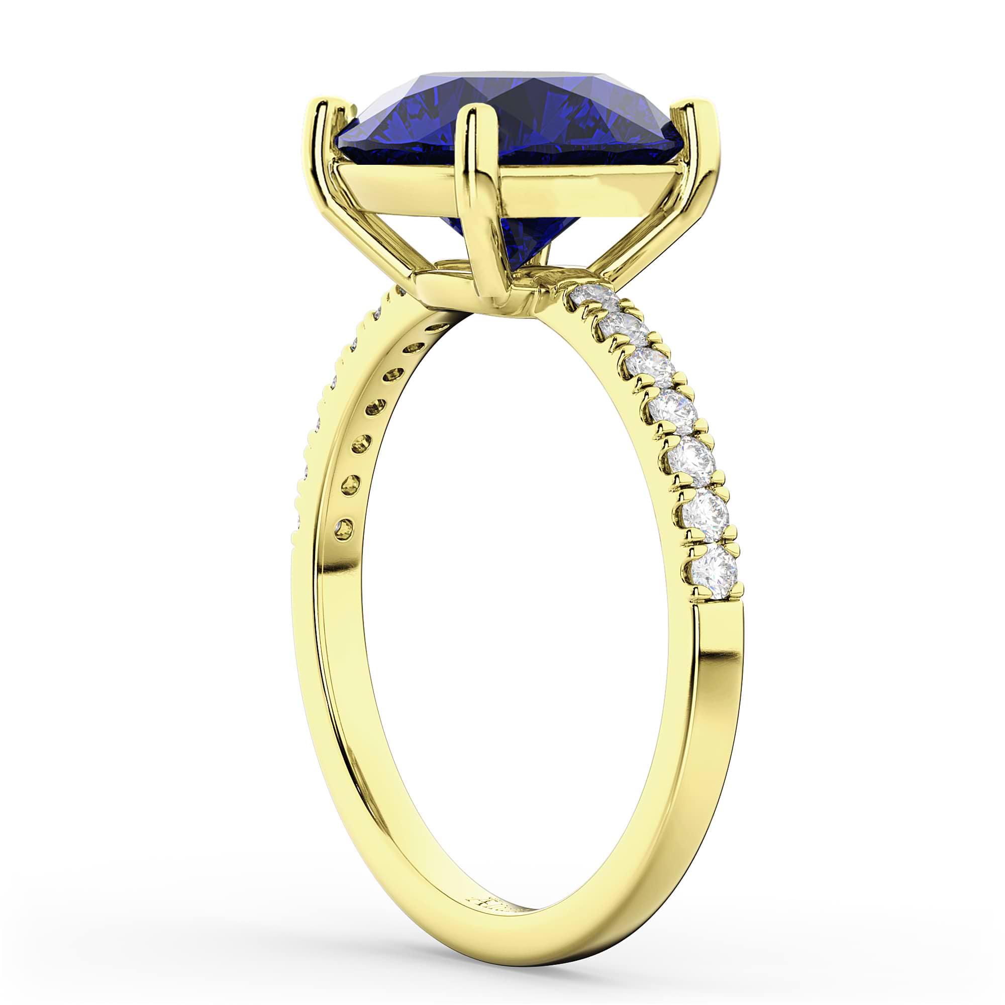 Blue Sapphire & Diamond Engagement Ring 14K Yellow Gold 2.51ct