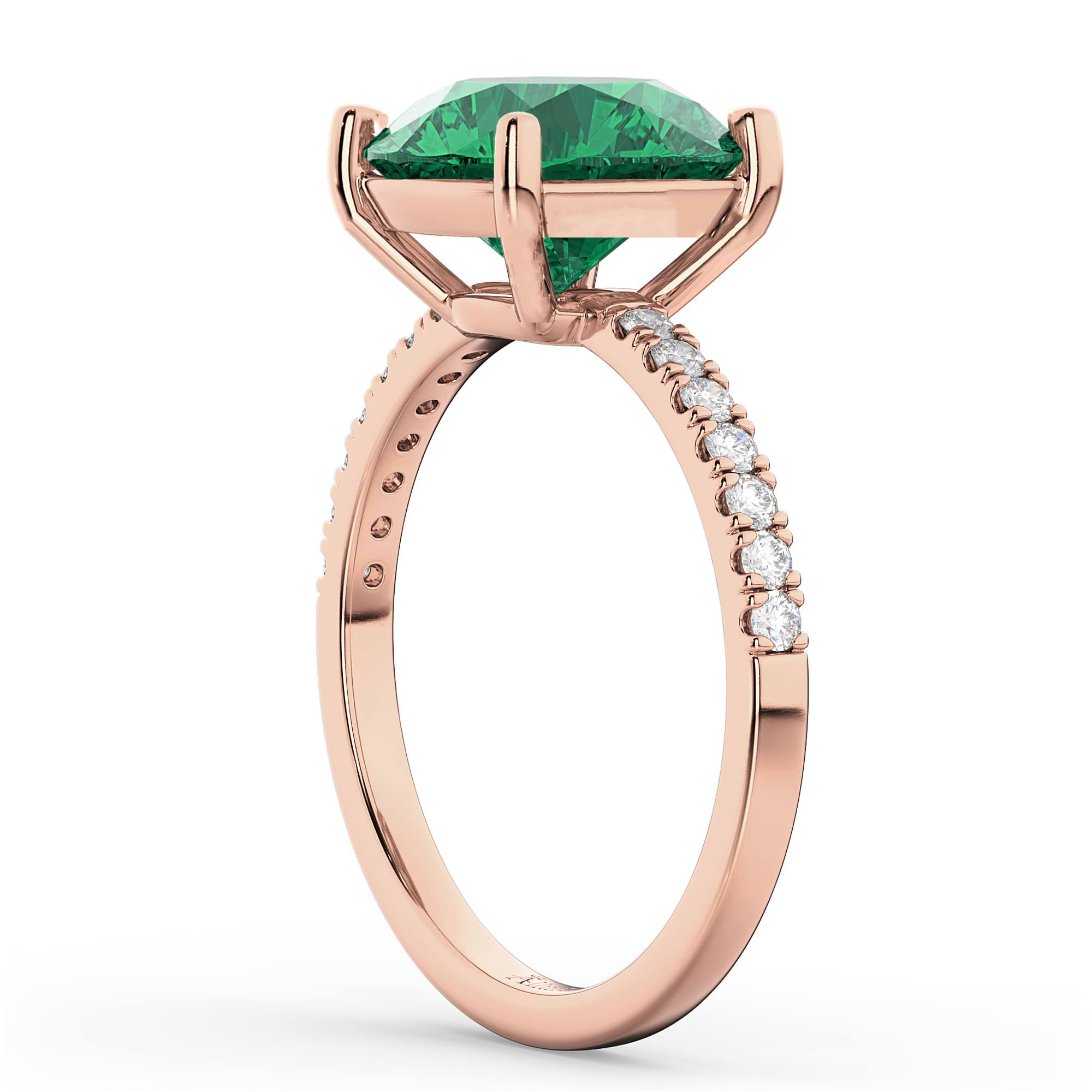 Emerald & Diamond Engagement Ring 14K Rose Gold 2.51ct