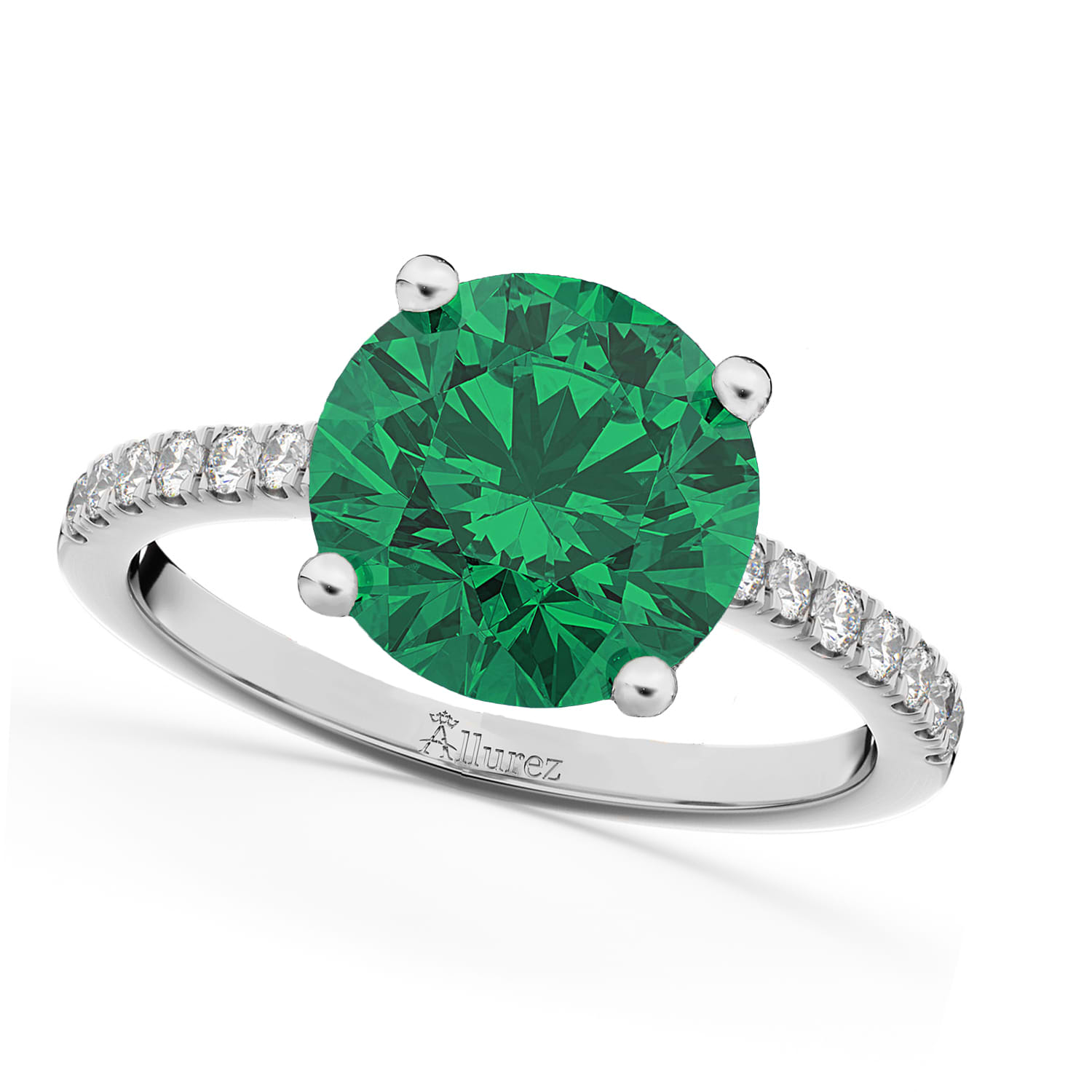 Emerald & Diamond Engagement Ring Palladium 2.51ct