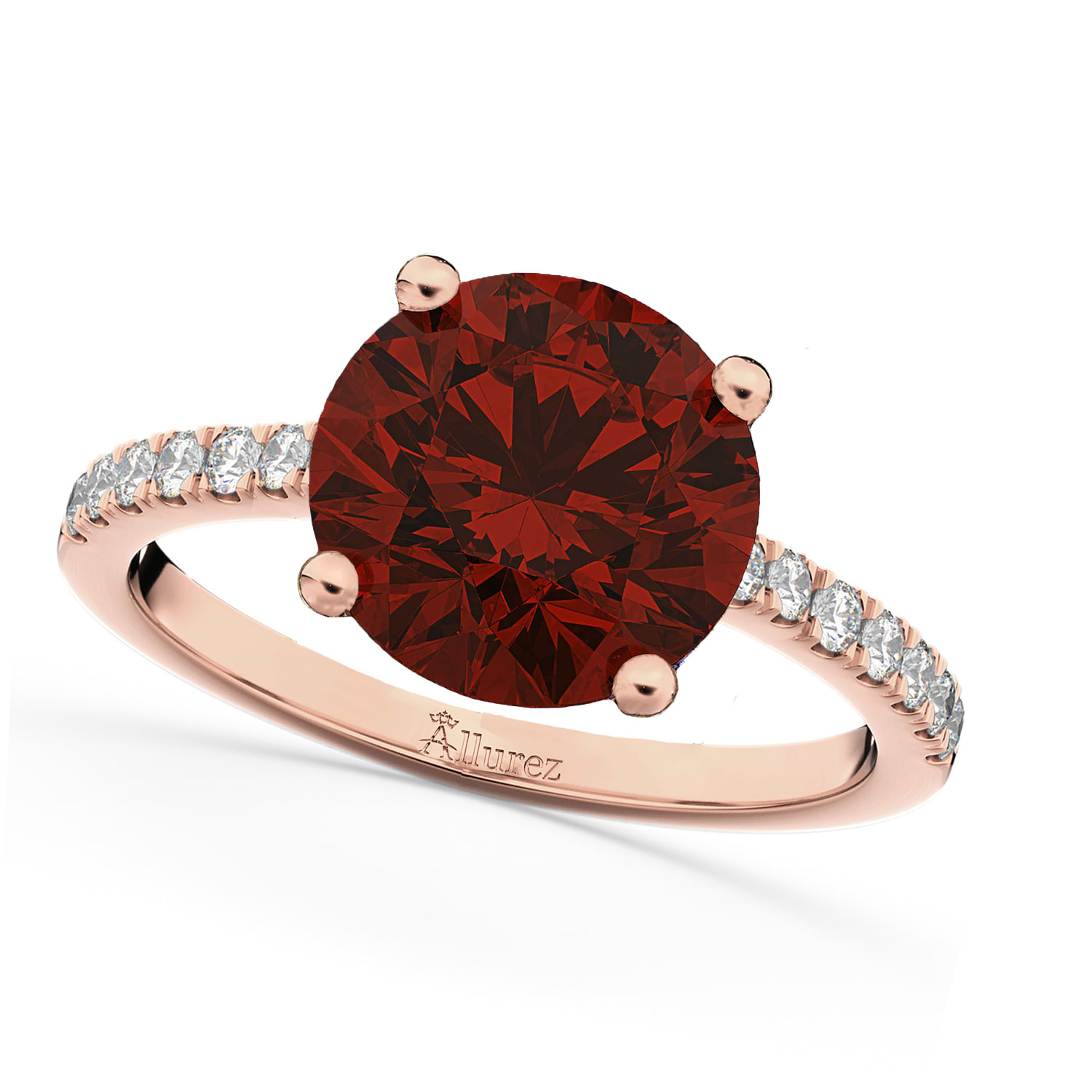 Garnet & Diamond Engagement Ring 18K Rose Gold 2.71ct