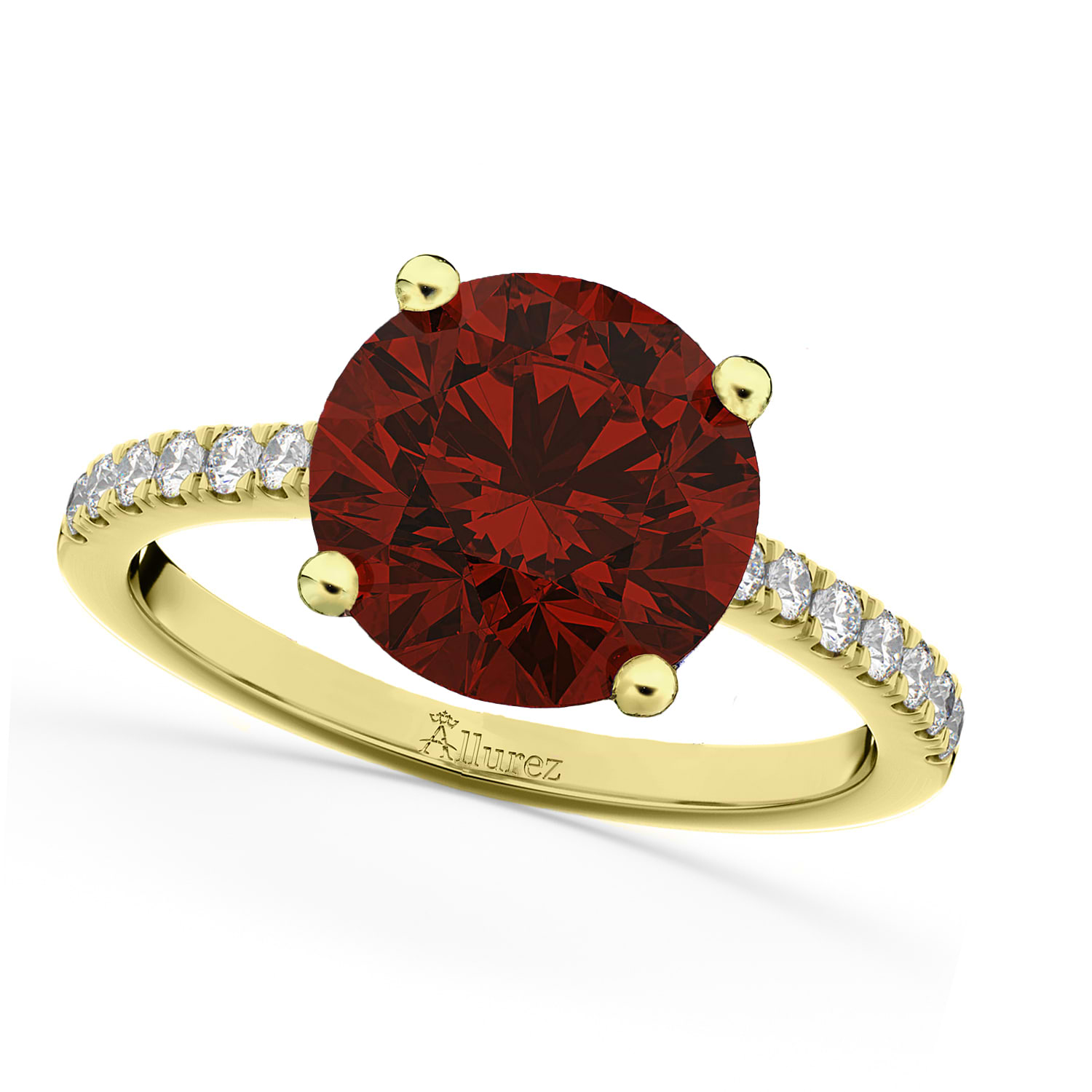 Garnet & Diamond Engagement Ring 18K Yellow Gold 2.71ct