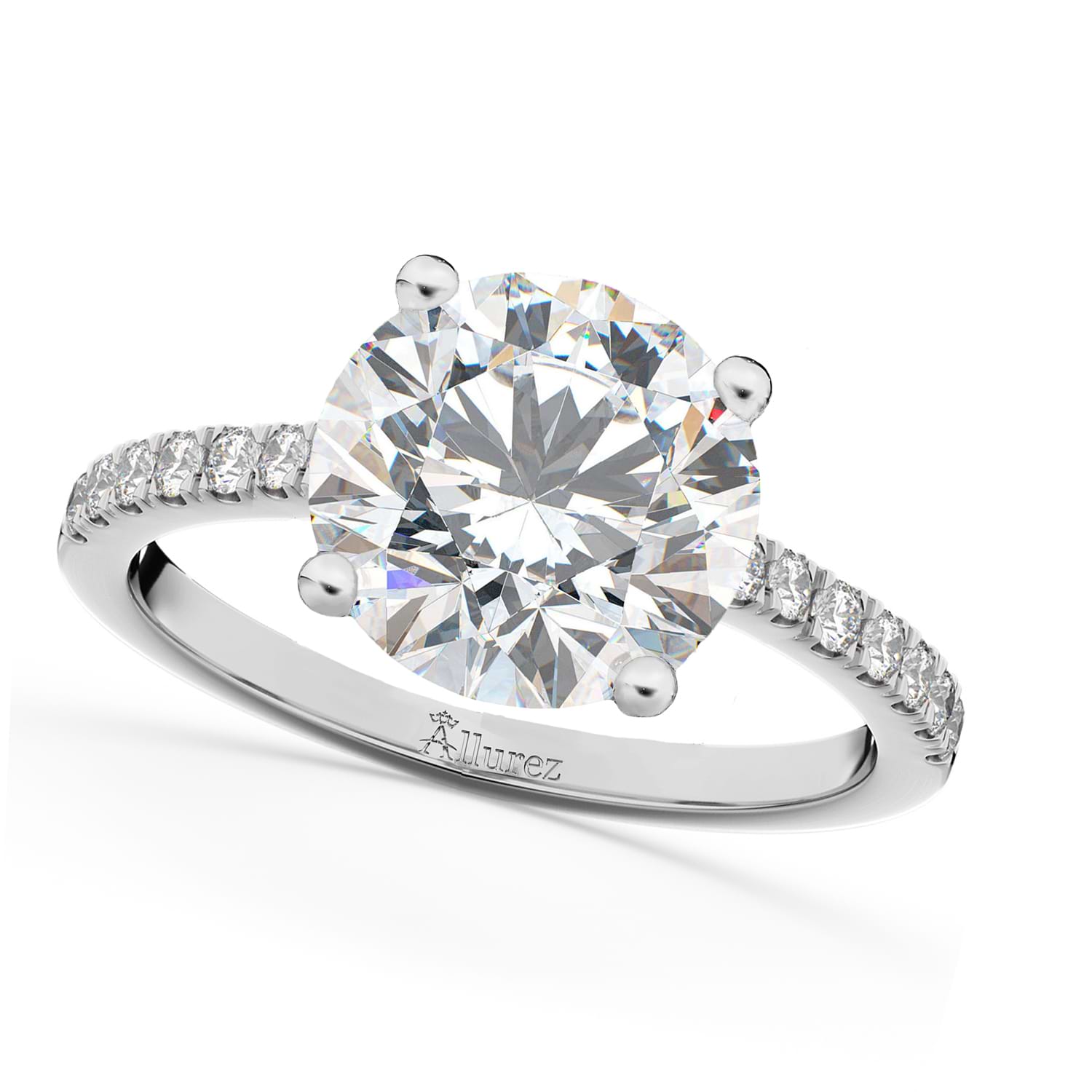 Round Lab Grown Diamond Engagement Ring 14K White Gold (2.21ct)
