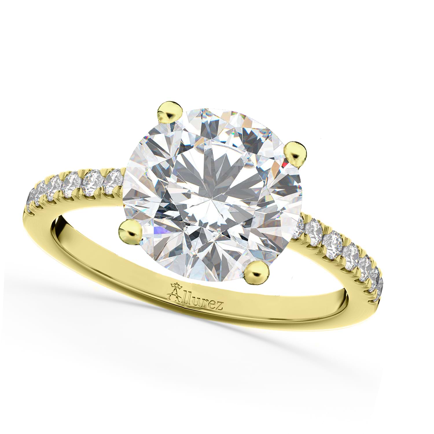 Round Lab Grown Diamond Engagement Ring 18K Yellow Gold (2.21ct)
