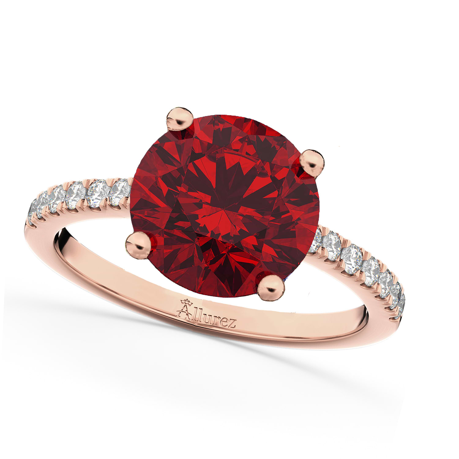 Lab Ruby & Diamond Engagement Ring 18K Rose Gold 2.51ct