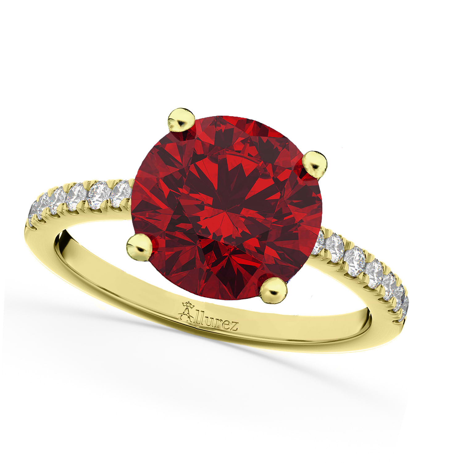 Lab Ruby & Diamond Engagement Ring 18K Yellow Gold 2.51ct