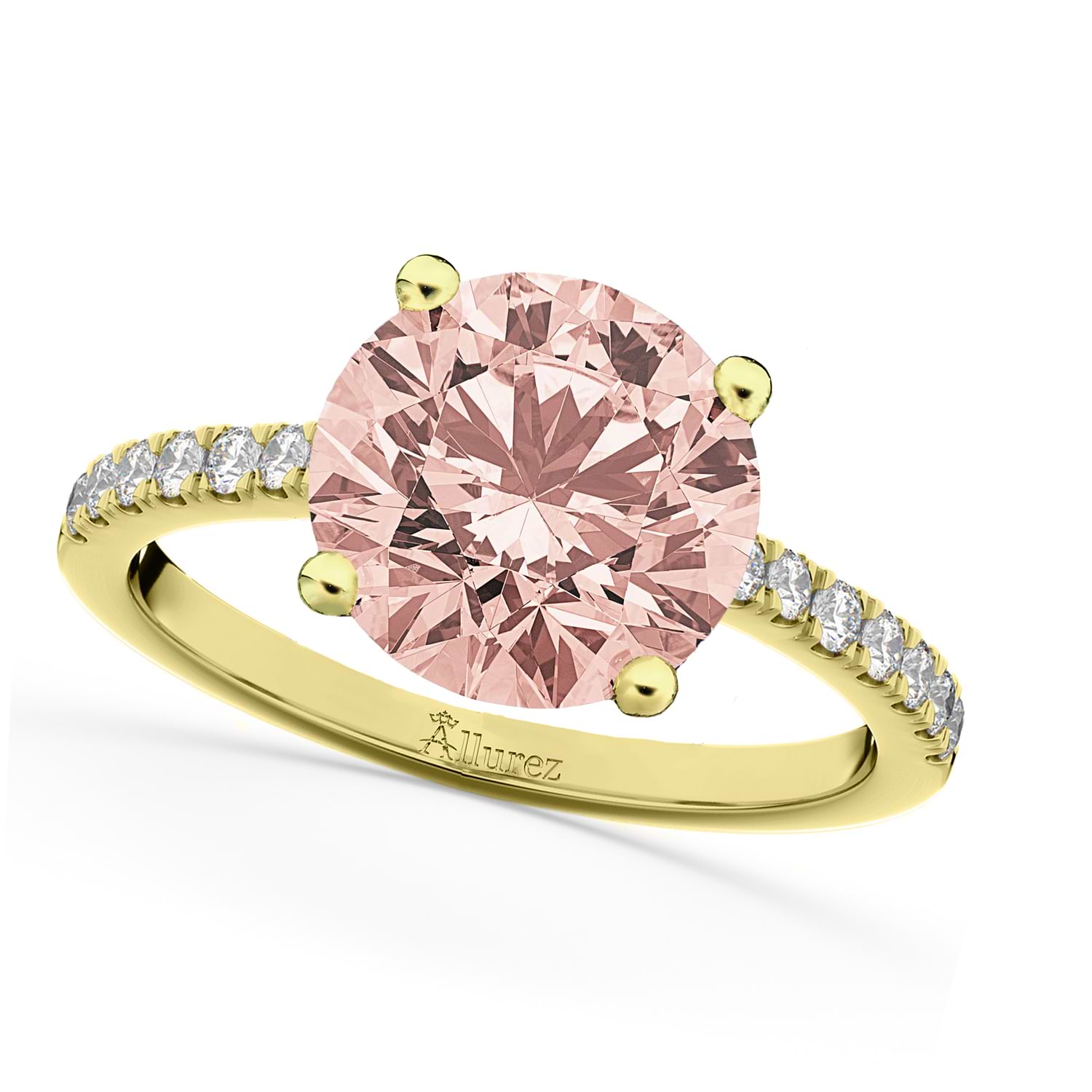Morganite & Diamond Engagement Ring 14K Yellow Gold 1.96ct