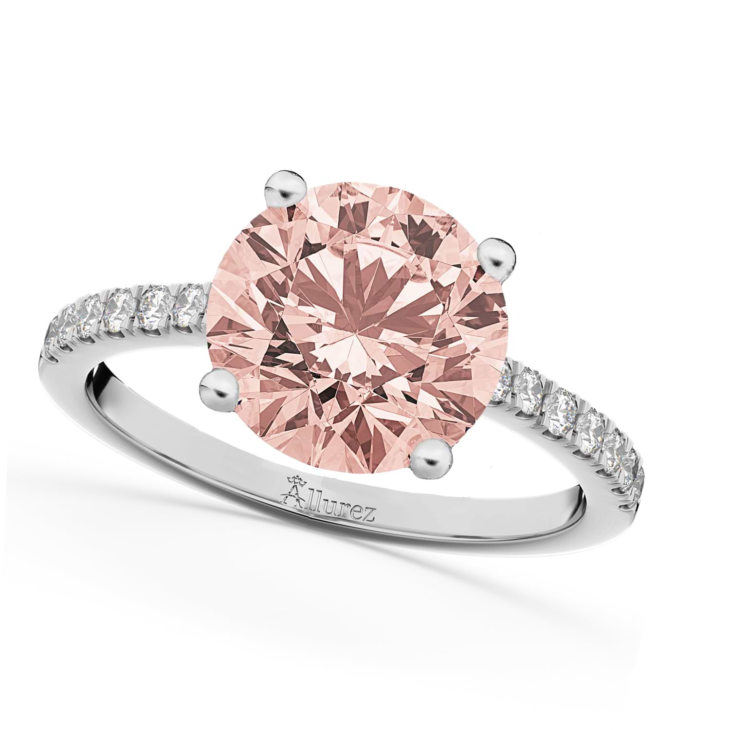 Morganite & Diamond Engagement Ring Palladium 1.96ct